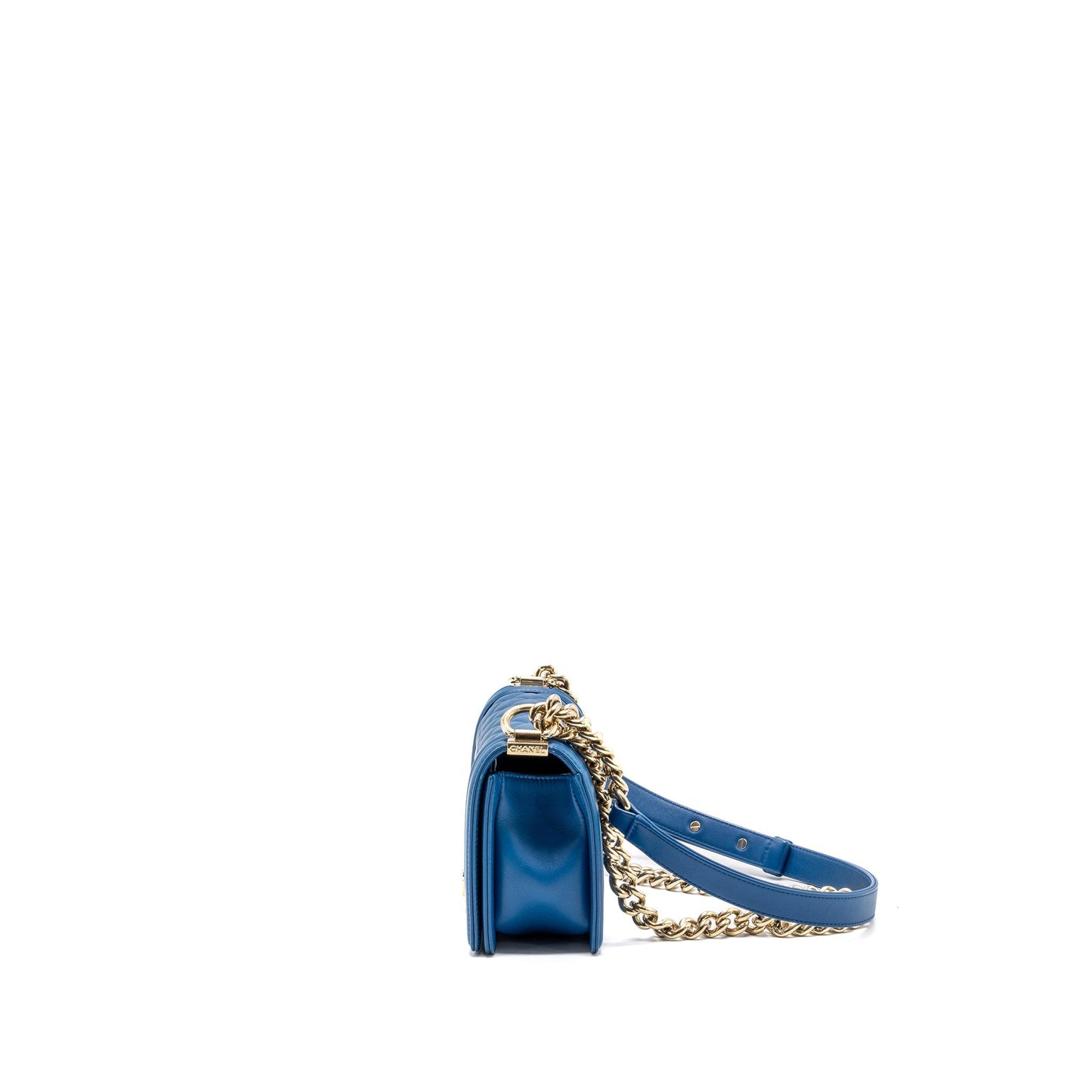 Chanel Boy Calfskin LGHW Blue Small Handbag