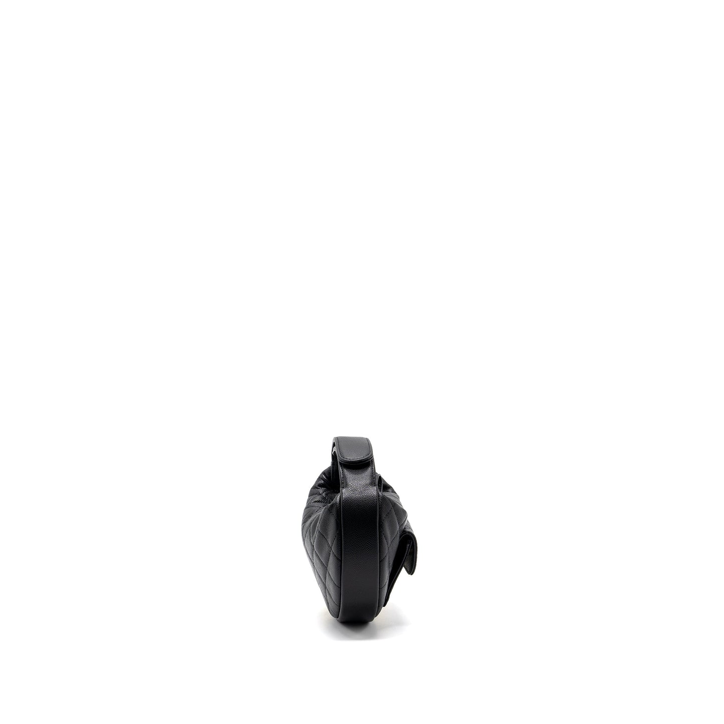 Chanel 23B round caviar GHW microchip Black Clutch Bag