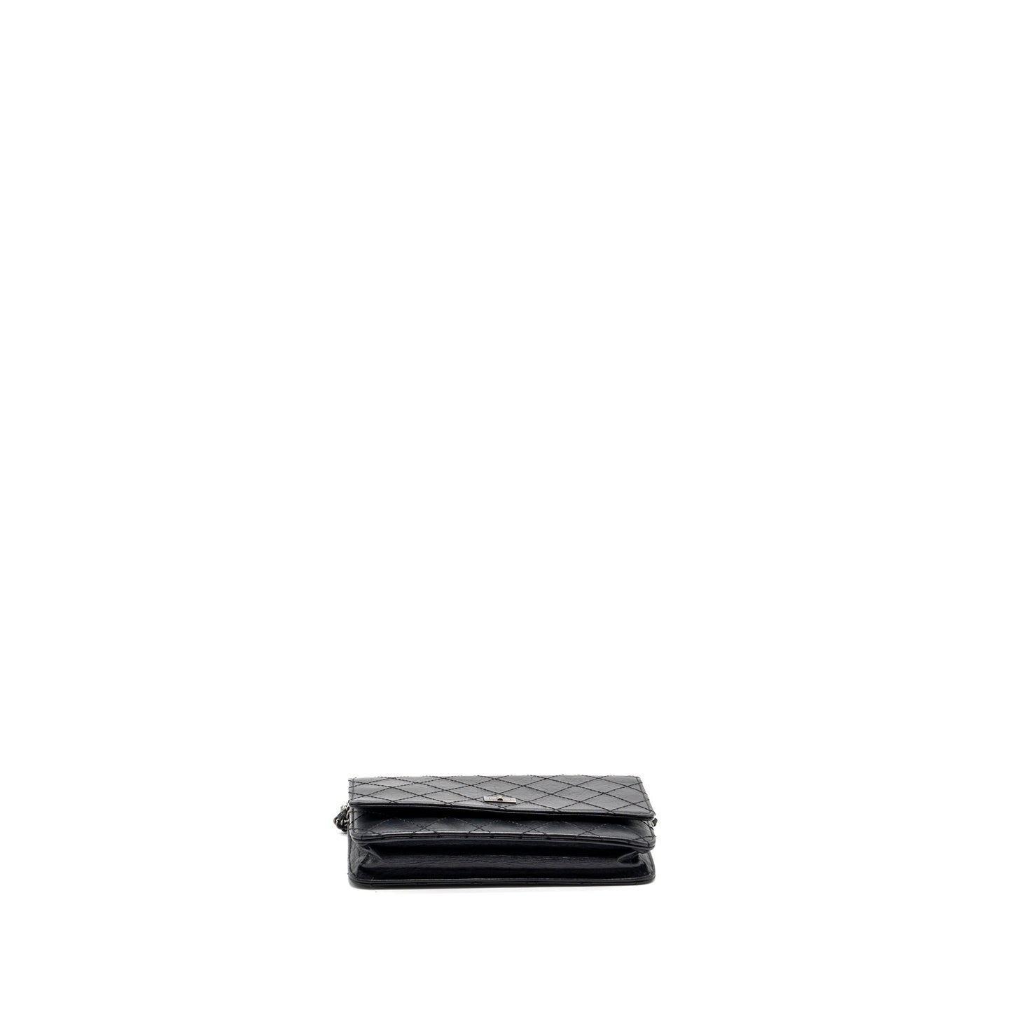 Chanel 2.55 reissue on calfskin ruthenium hardware Black Wallet Case