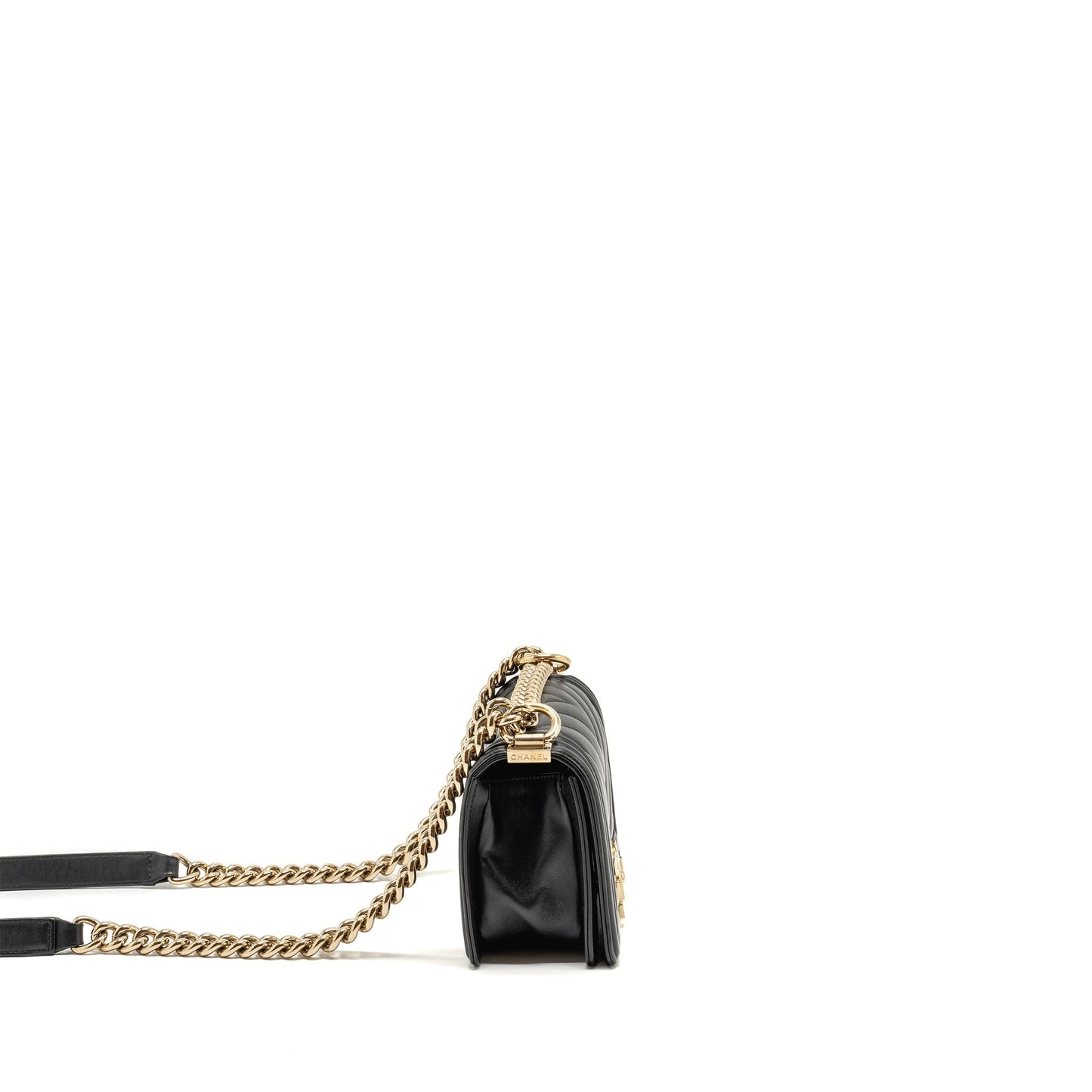 Chanel Chevron Boy Lambskin LGHW Black Small Handbag