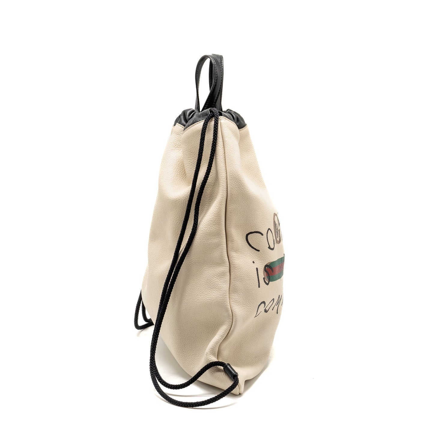 Gucci Drawstring Backpack Calfskin Black White Jewelry