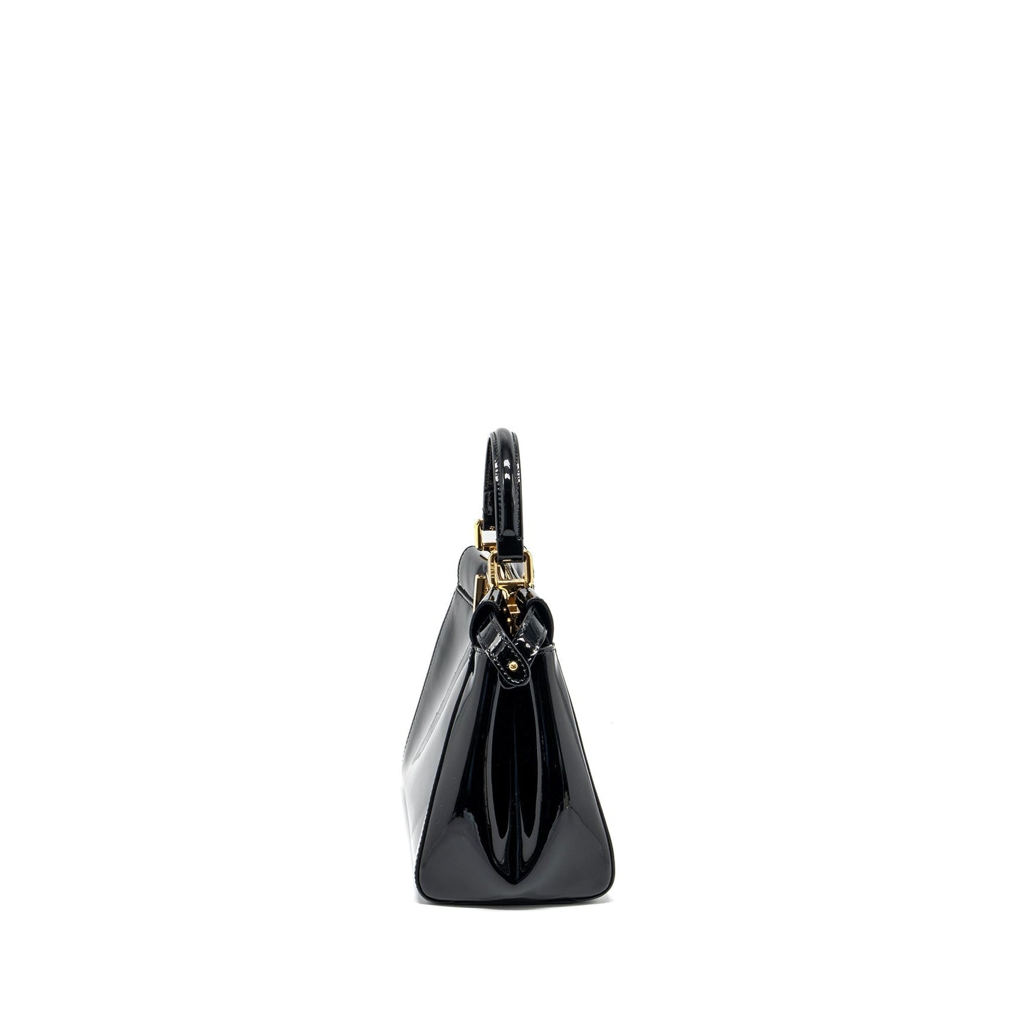 Fendi Fendi Mini Peekaboo Patent Black Ghw Travel Bag