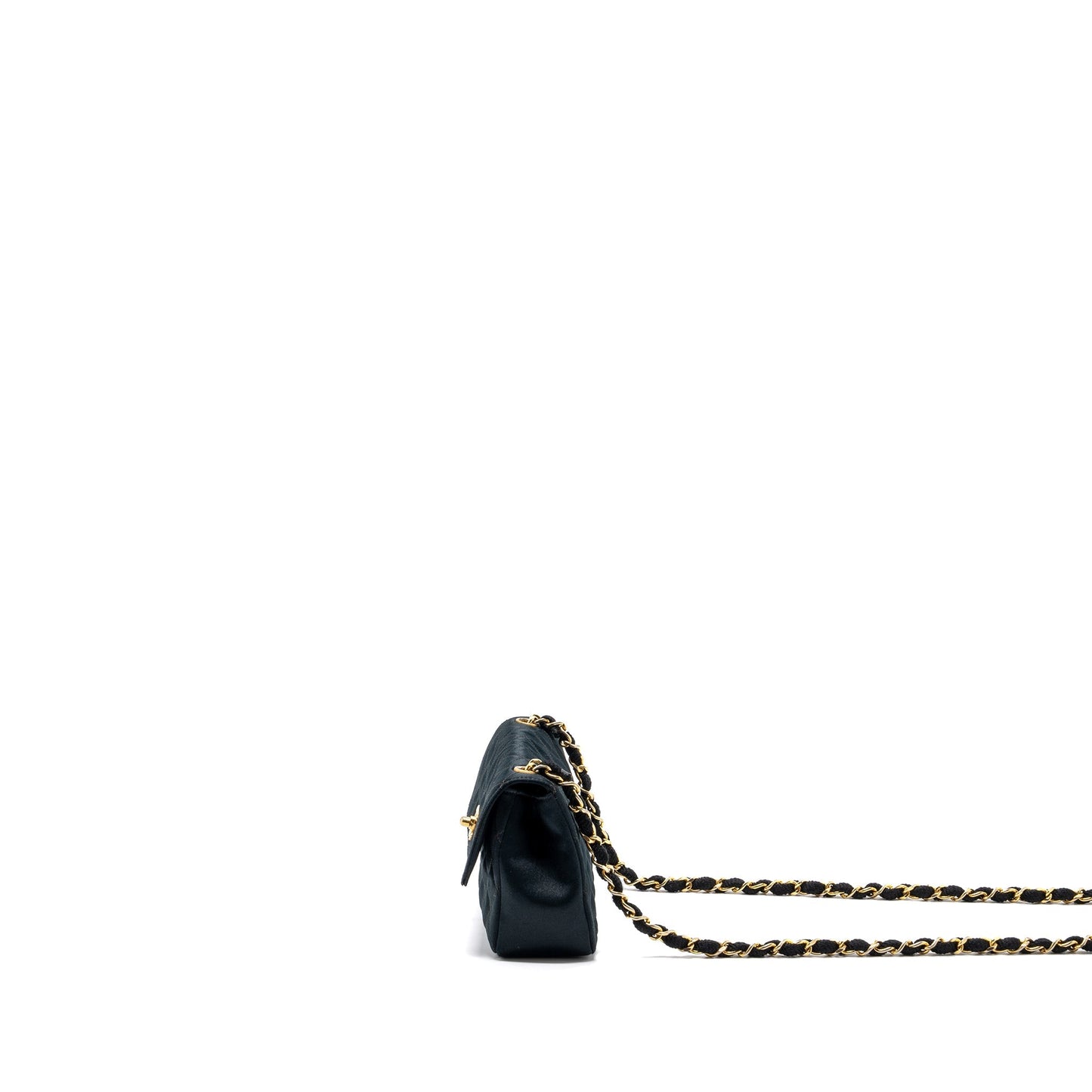 Chanel Flap Satin GHW Black Shoulder Bag