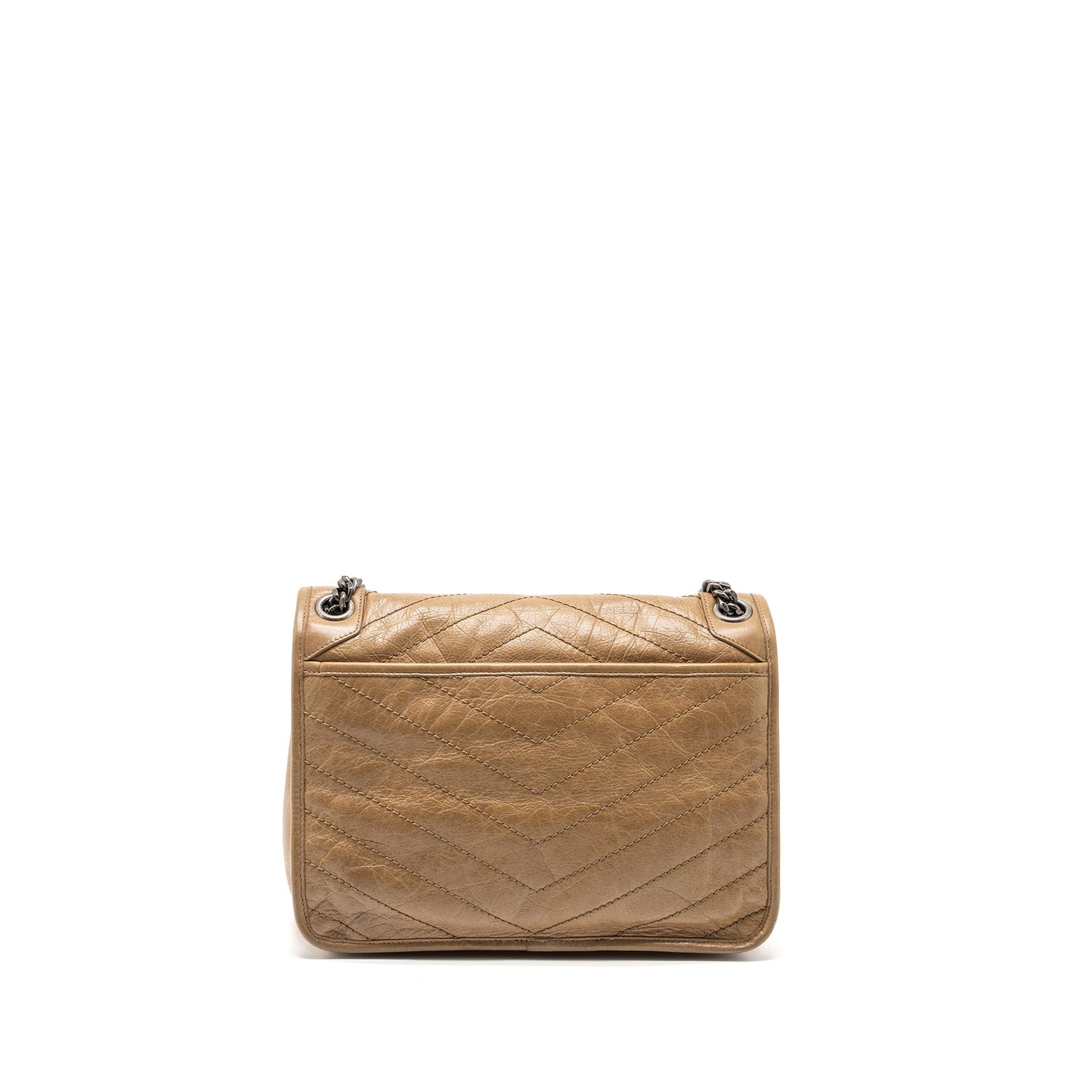 YSL Saint Laurent Saint Laurent Niki Purse Crinkled Calfskin Dark Beige Medium Travel Bag