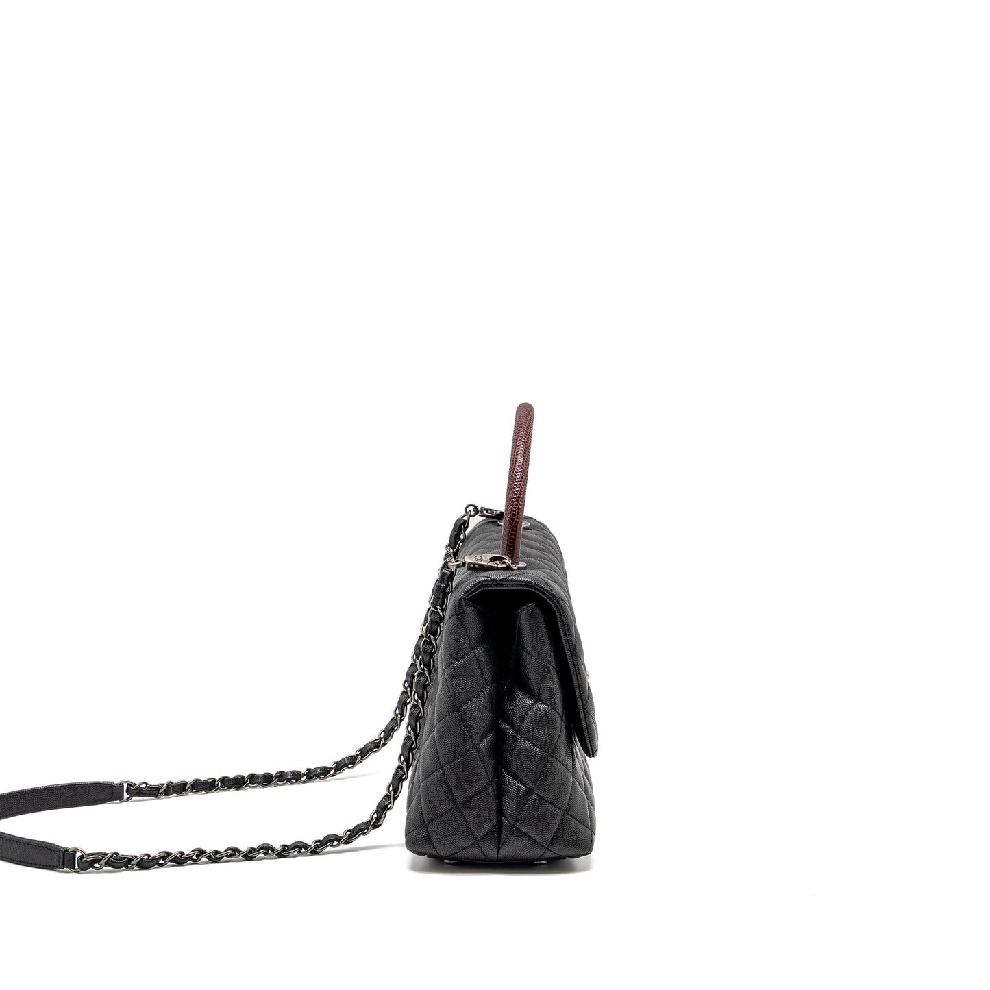 Chanel coco handle caviar lizard handle burgundy Black Handbag