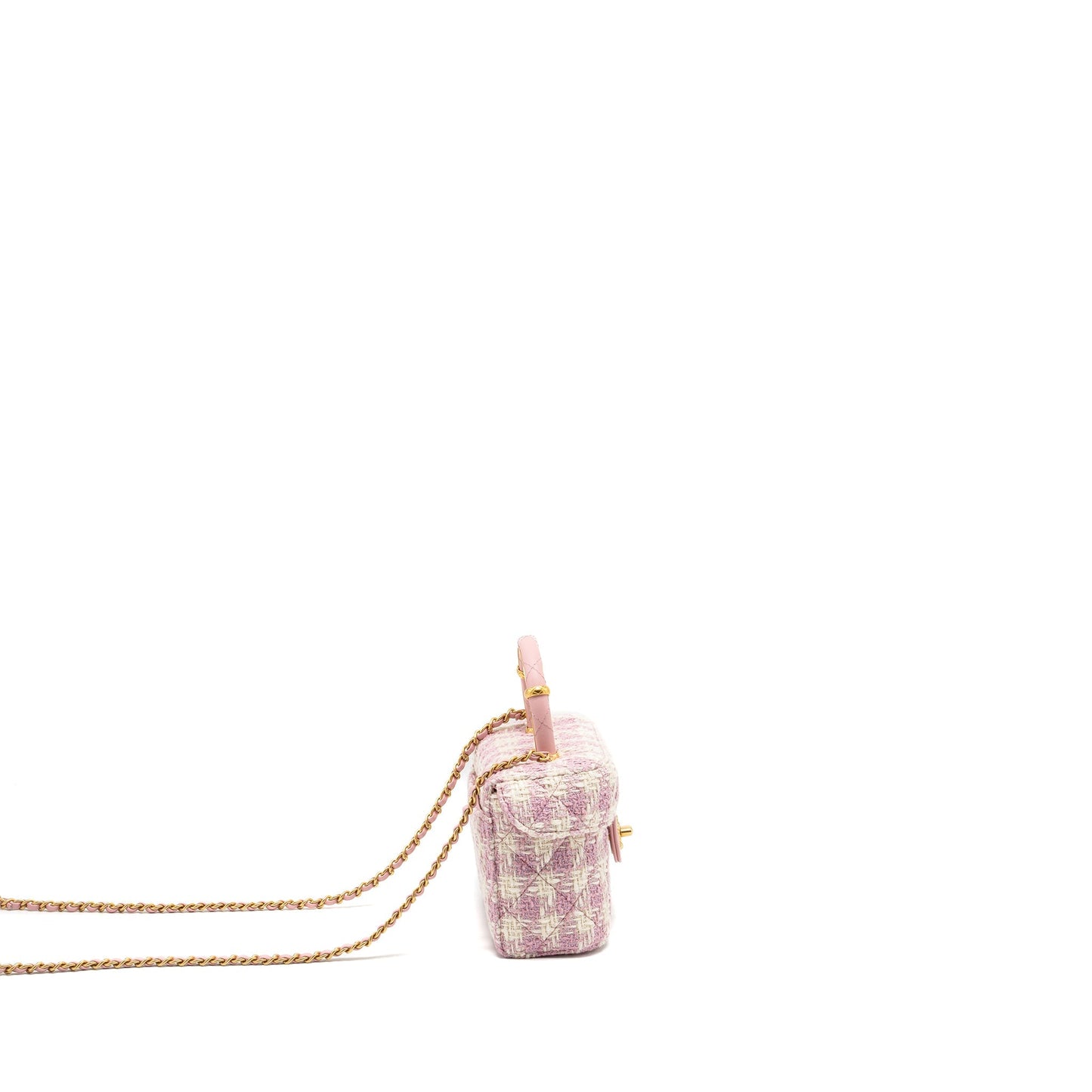 Chanel top handle vanity tweed GHW Microchip Pink Handbag