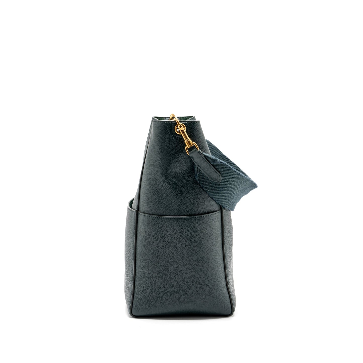 Celine Sangle Purse Calfskin Dark Handbag Green Bucket Bucket Bag