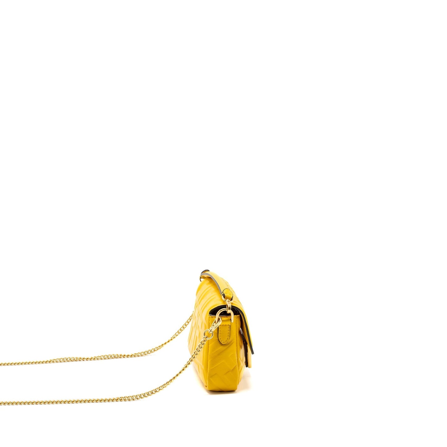 Fendi Baguette Purse Nappa Lambskin Yellow Mini Shoulder Bag