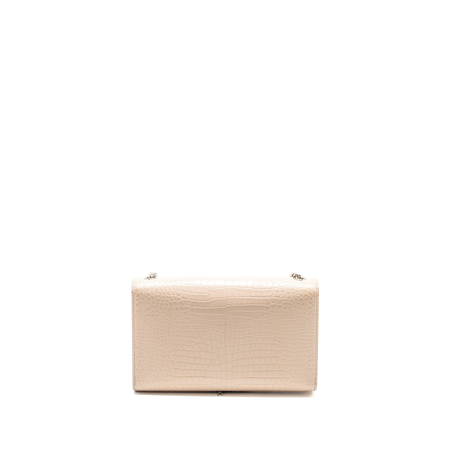 YSL Saint Laurent Kate Purse Crocodile Embossed Calfskin Travel Bag Beige
