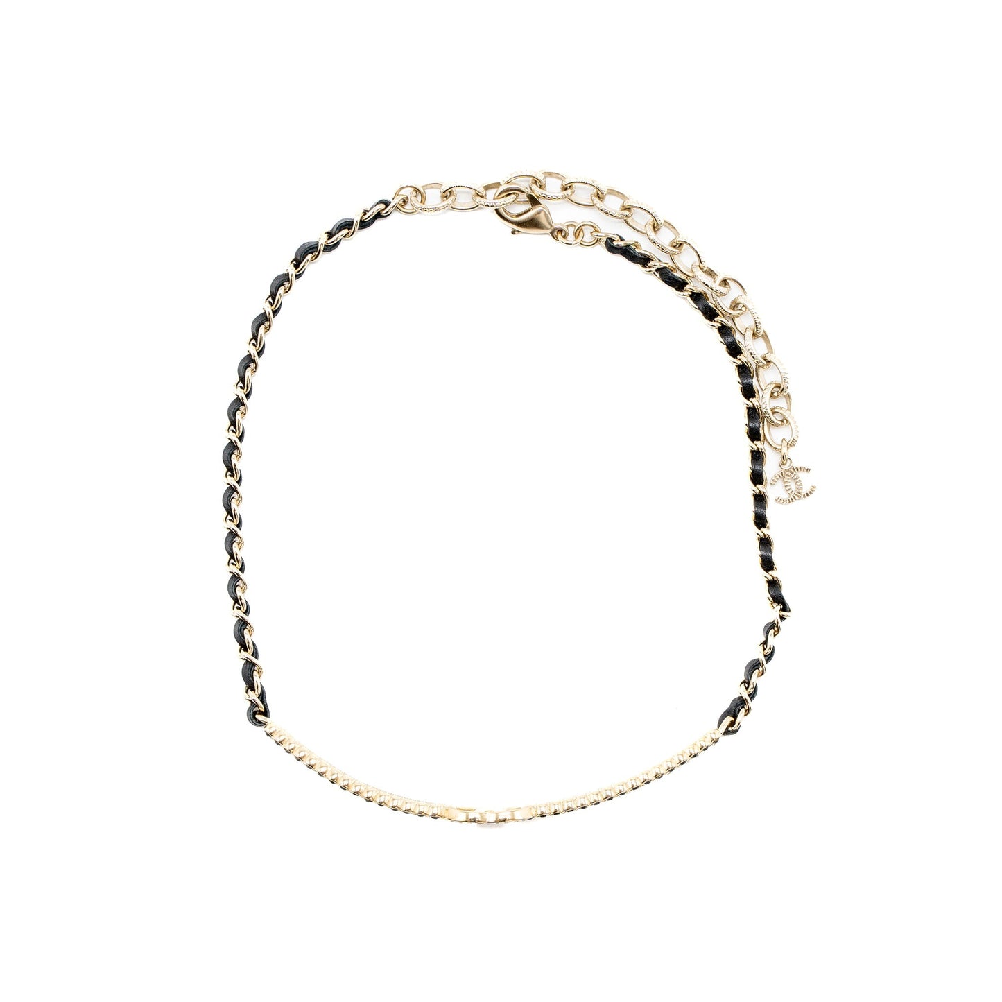 Chanel CC Logo Chocker Crystal Light Tone Gold Leather Handbag