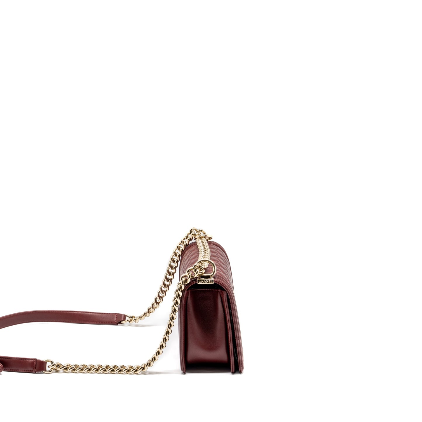 Chanel Boy Lambskin Dark LGHW Red Handbag