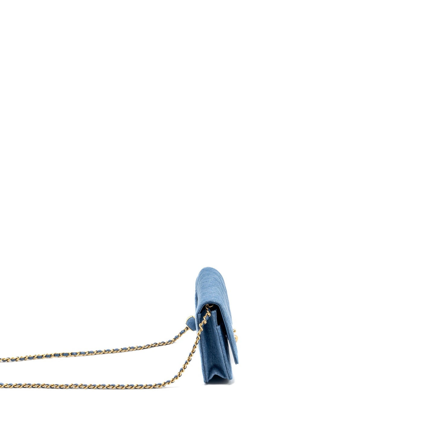 Chanel Pearl Crush on Denim GHW Microchip Blue Wallet Case Microchip 1