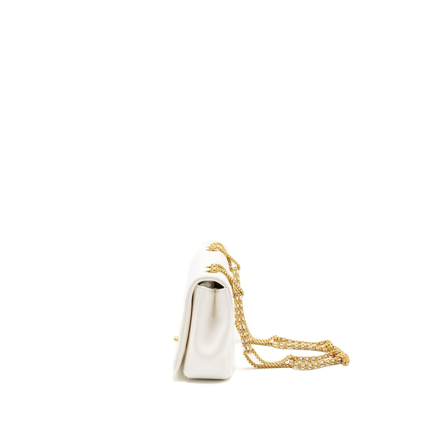Chanel Flap Detailed CC Logo Calfskin Brushed White Shoulder Bag