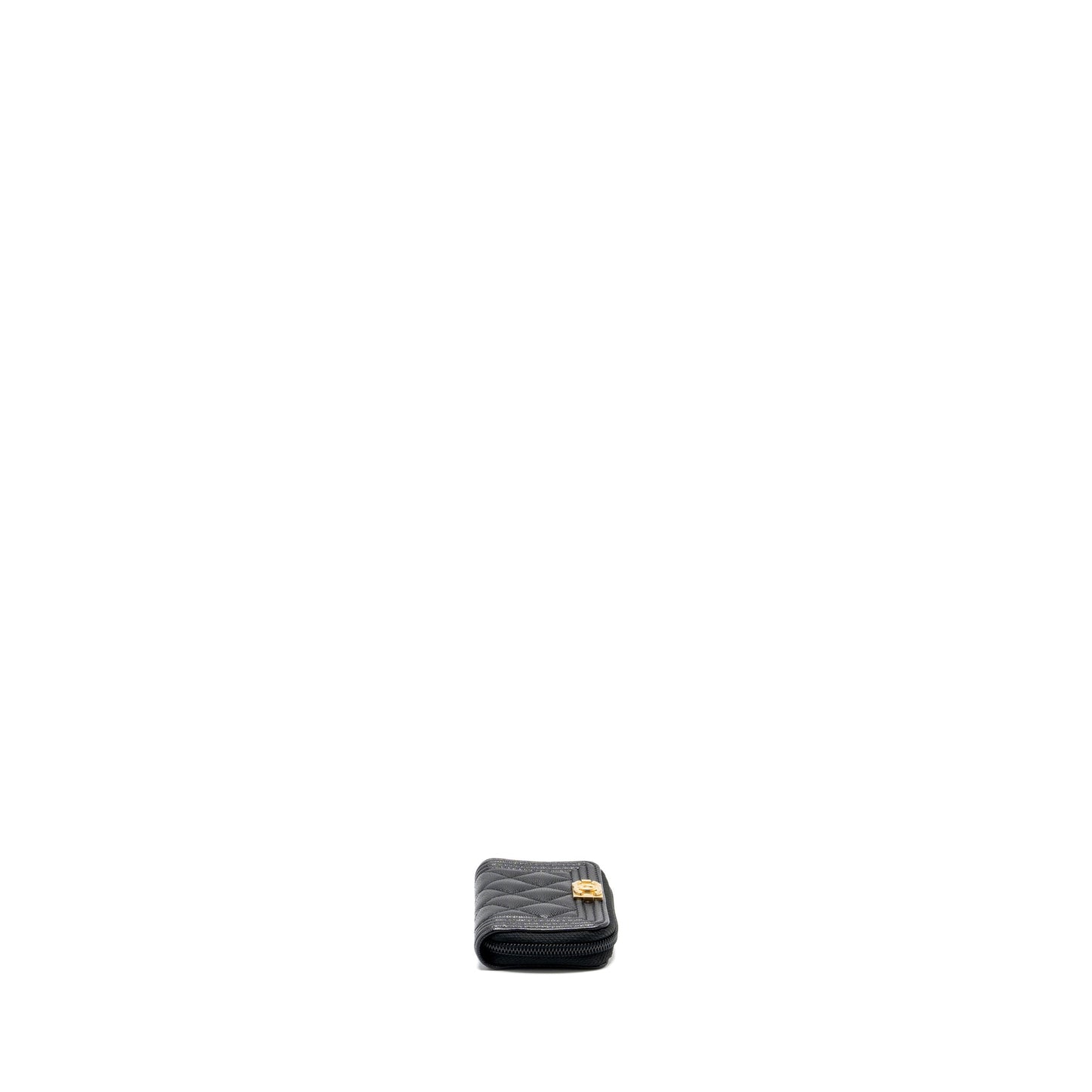 Chanel boy zip card holder caviar GHW Black Wallet Case