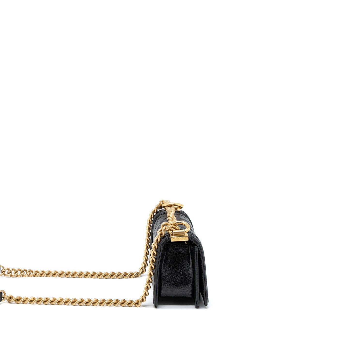 Chanel Super Boy Caviar Brushed GHW Microchip Black Mini Bag