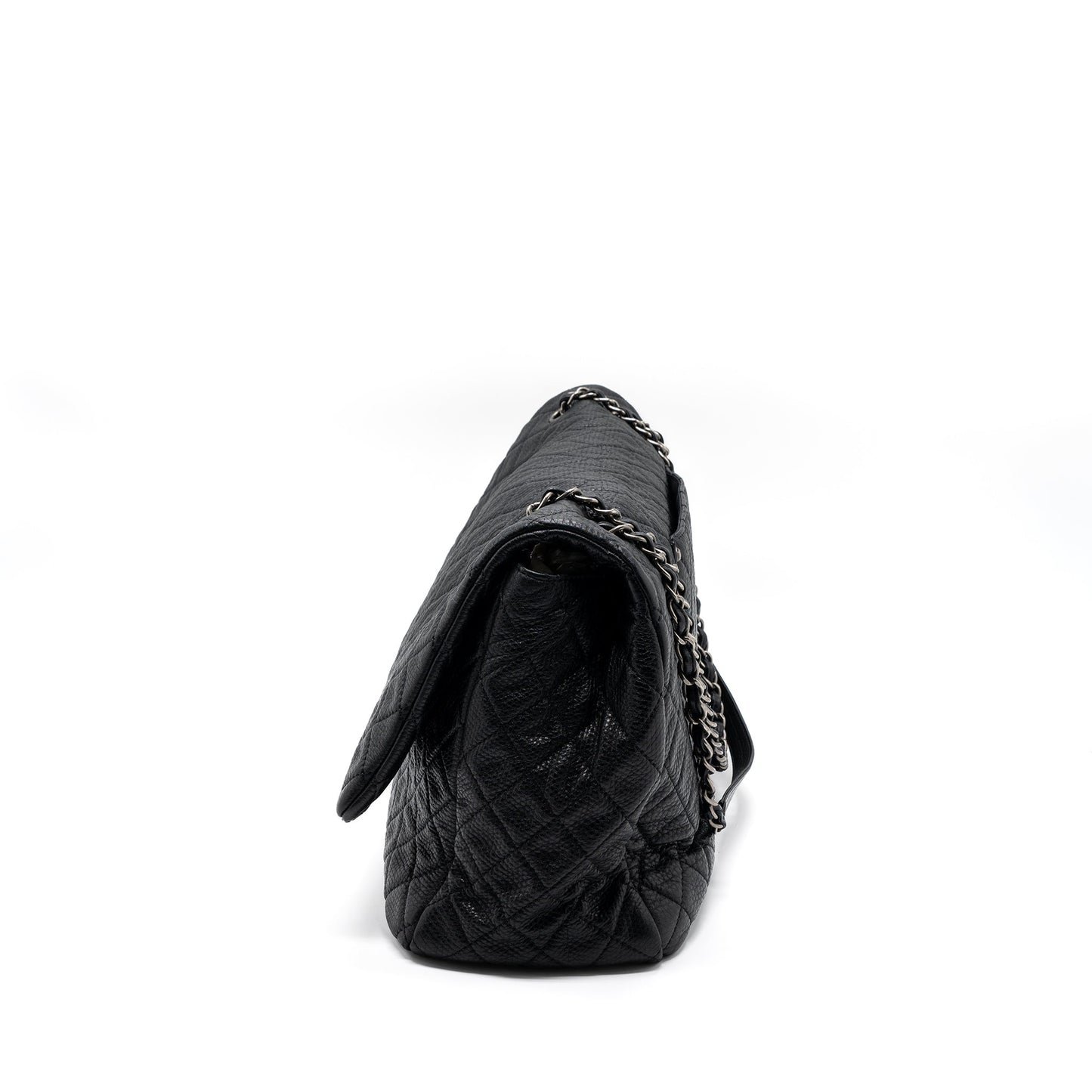 Chanel XXL classic flap calfskin ruthenium hardware Black Travel Bag