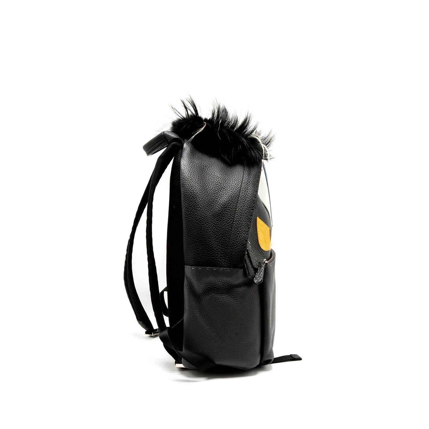 Fendi Backpack Calfskin Fur Crocodile Multicolour Black Large