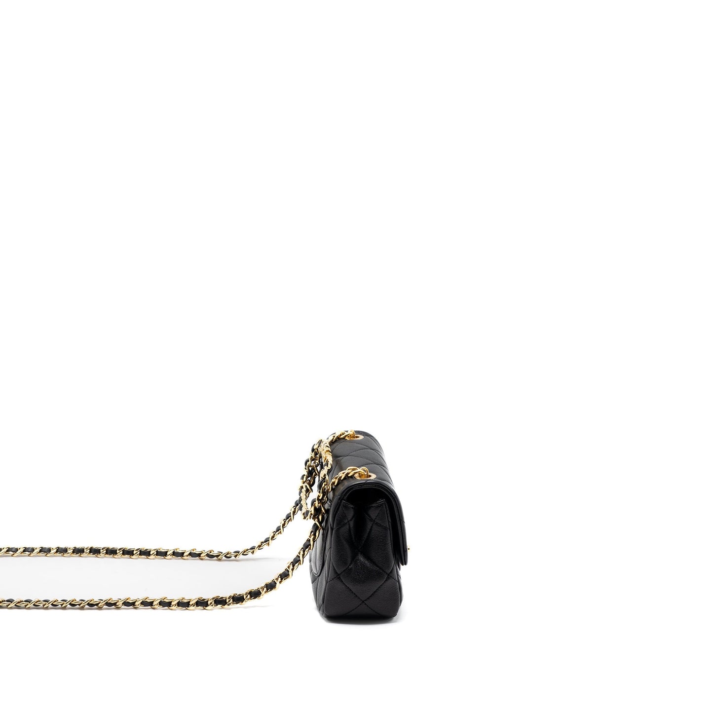 Chanel Round Handle Square Lambskin Brushed GHW Crossbody Bag