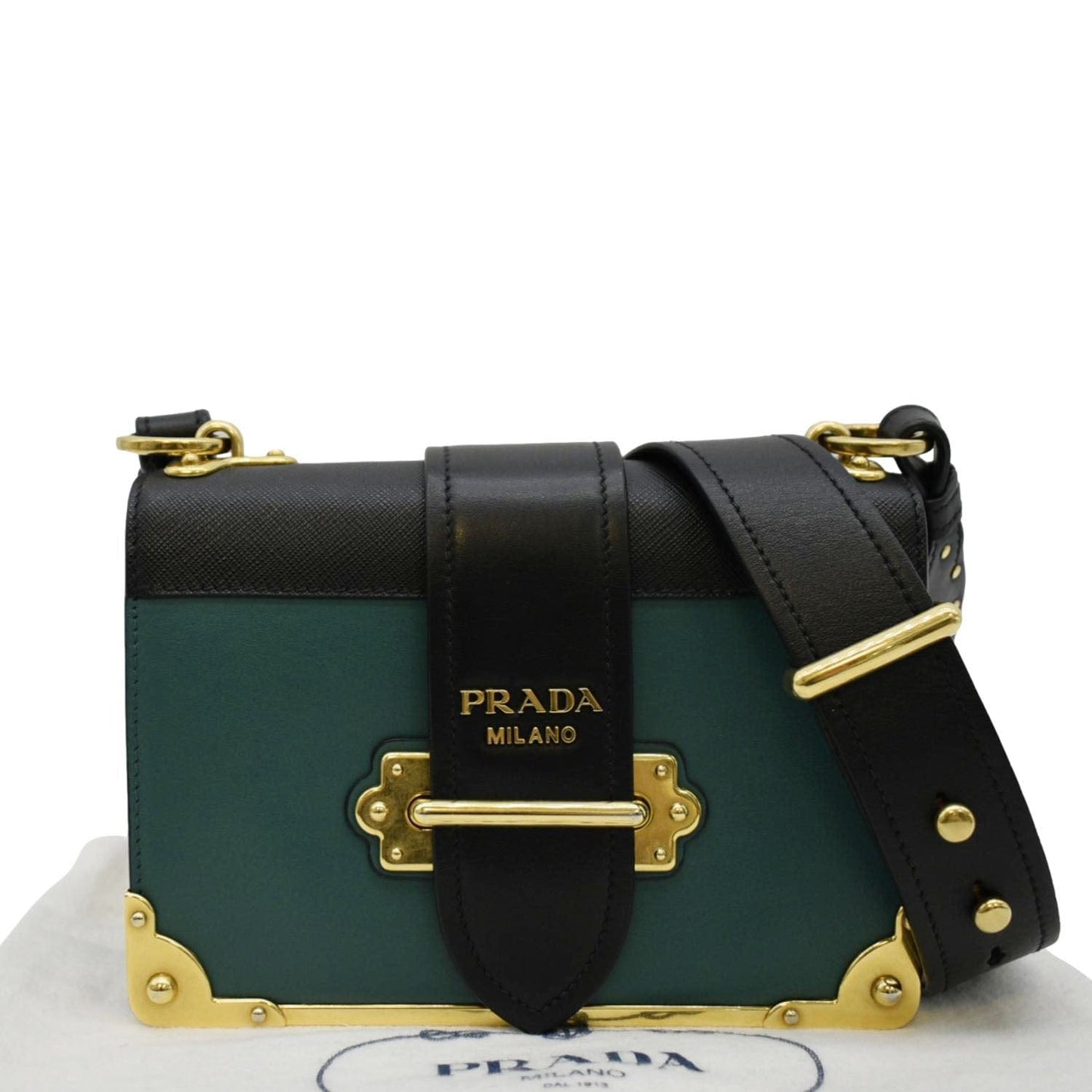 Cahier Swarovski Crystals Shoulder Bag Leather Green