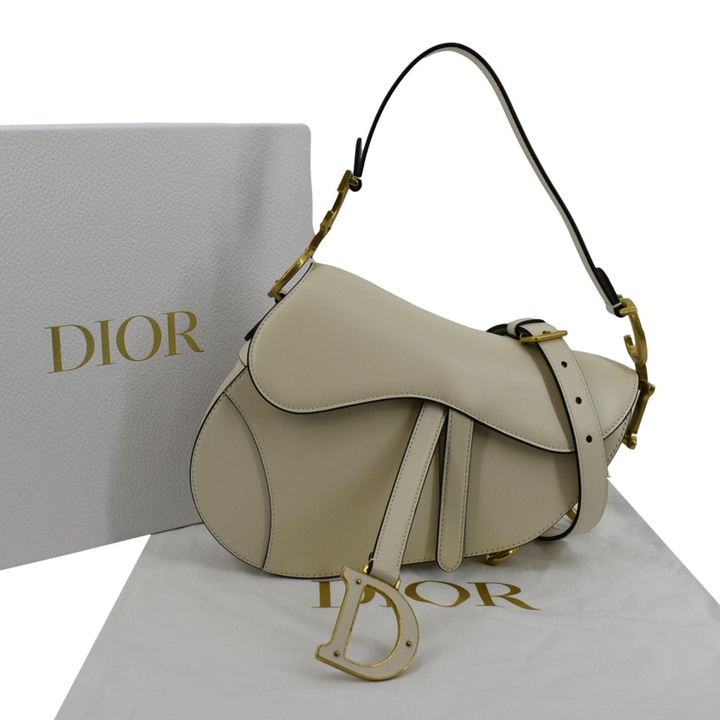 Dior Saddle Smooth Calfskin Satchel Shoulder Bag Dusty Ivory Leather Satchel Bag