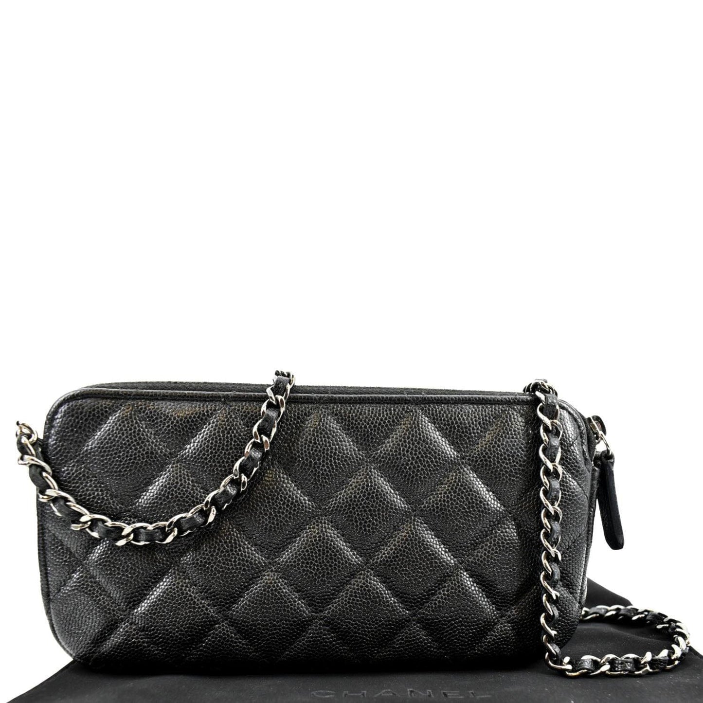 Chanel Double Zip Quilted Leather Lambskin Black Travel Bag