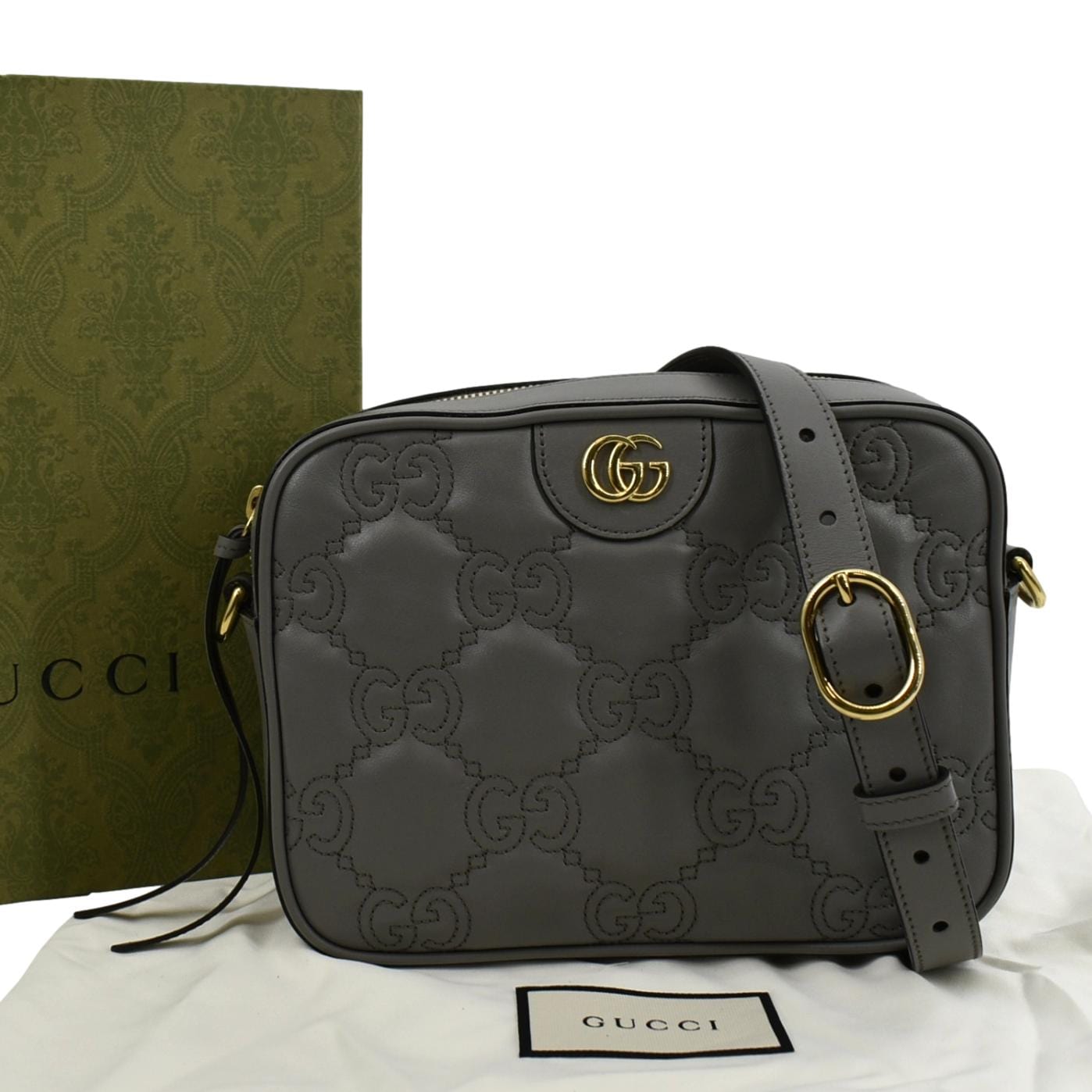 Gucci Crossbody Bag Dusty Grey Leather Matelasse