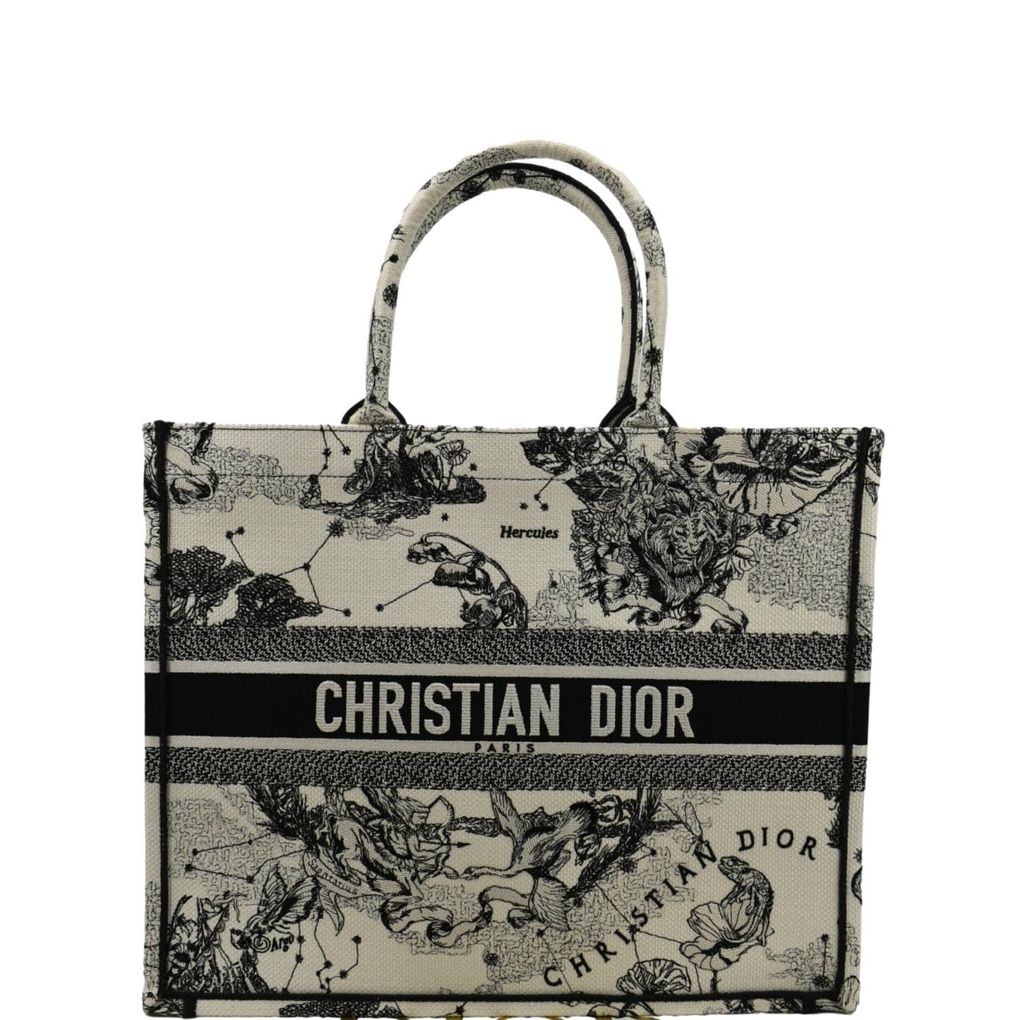 Dior Book Zodiac Embroidery Tote Bag Latte Canvas Dior Zodiac Tote