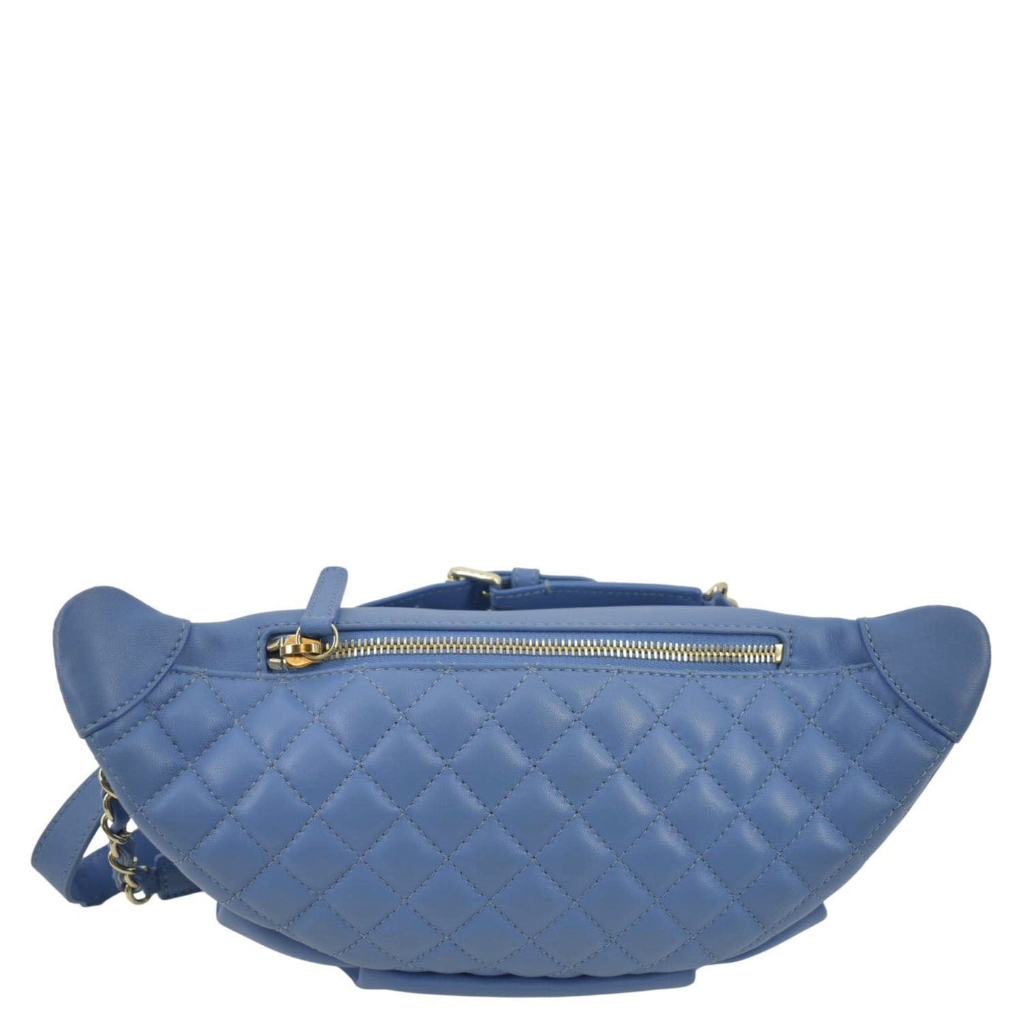 Chanel Bi Classic Quilted Waist Leather Lambskin Blue Travel Bag Bag Blue