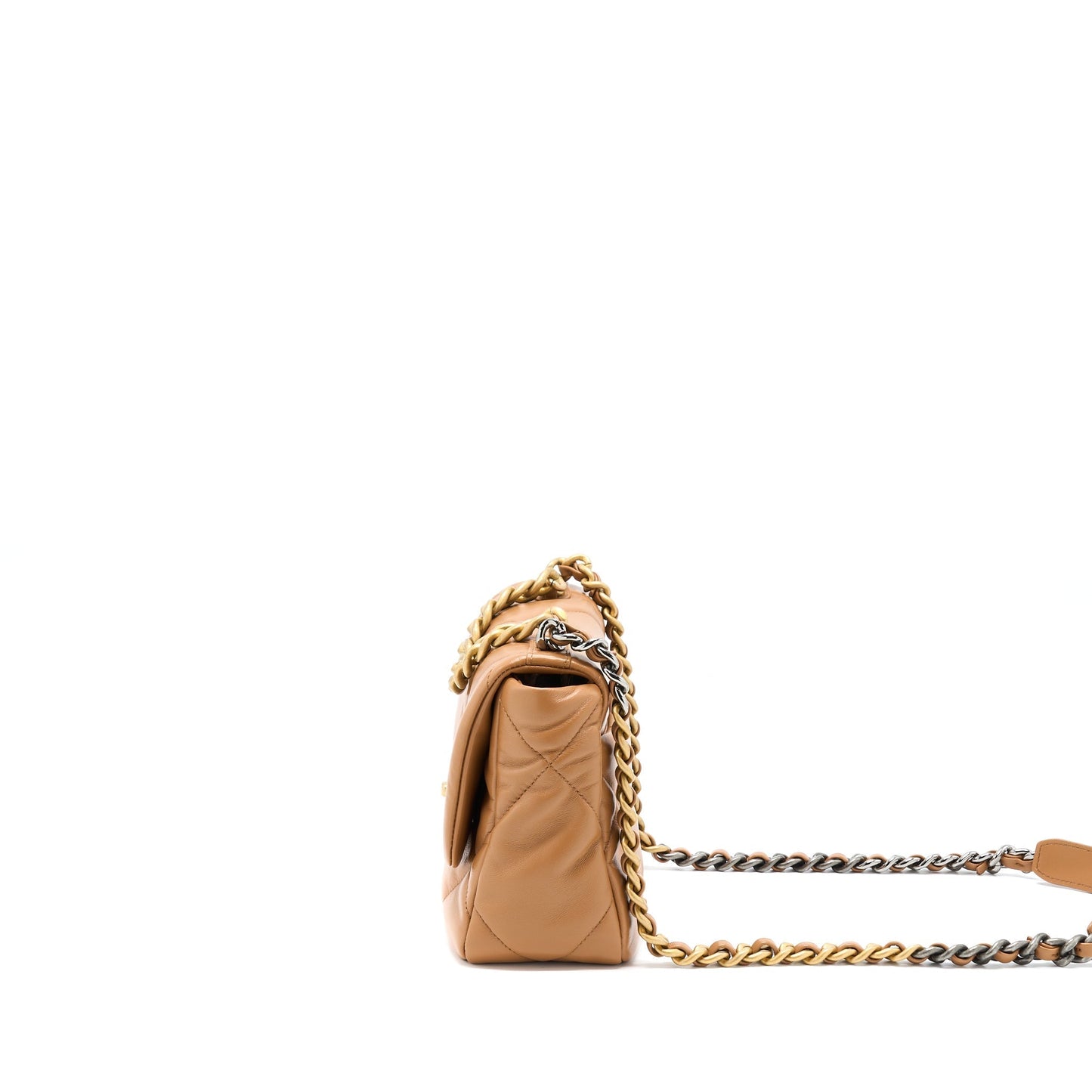 Chanel 22A 19 Lambskin Caramel GHW Microchip Small Handbag