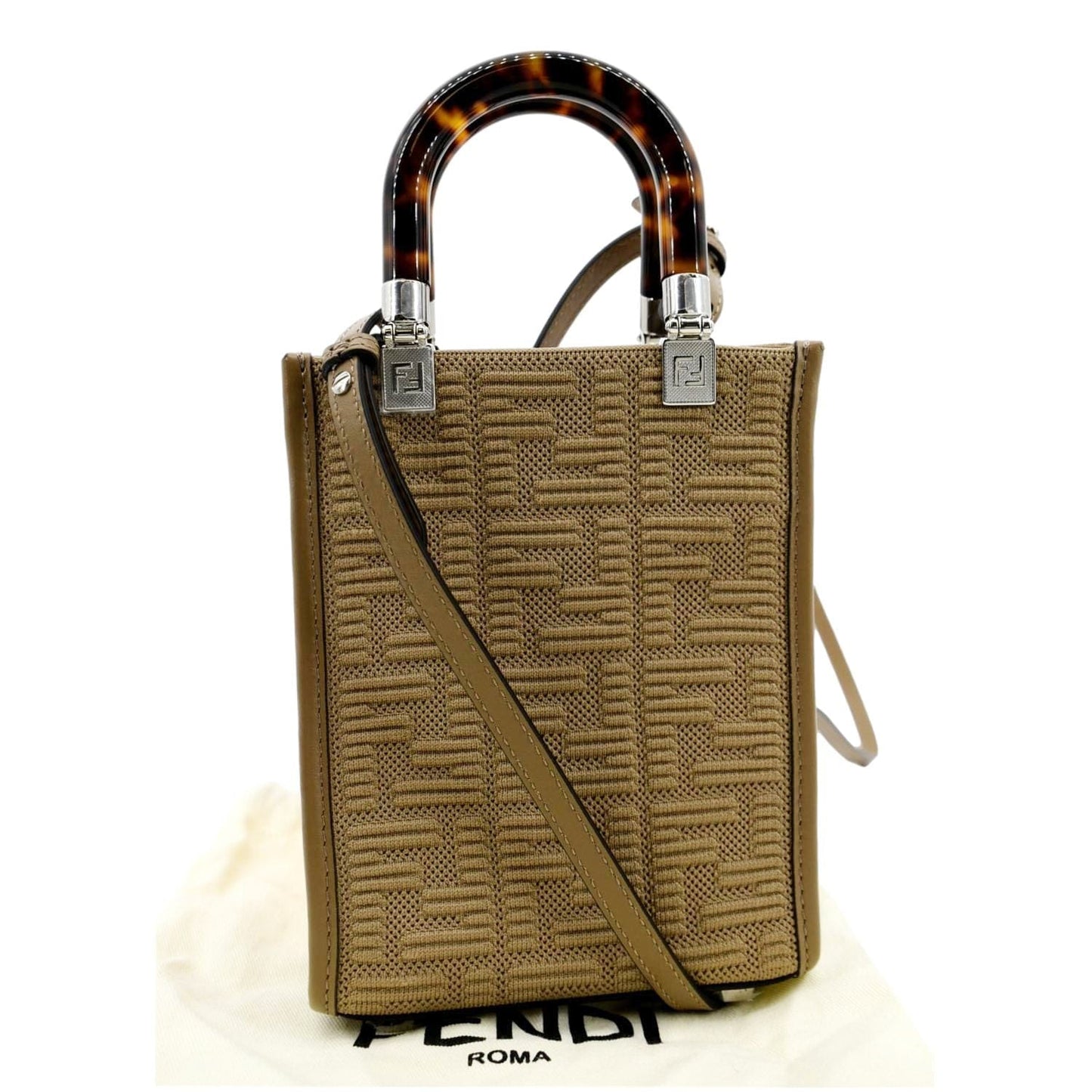 Fendi Sunshine Plexiglass Technical Fabric Ceylon Shopper Tote Crossbody Vitello Mini Crossbody Bag