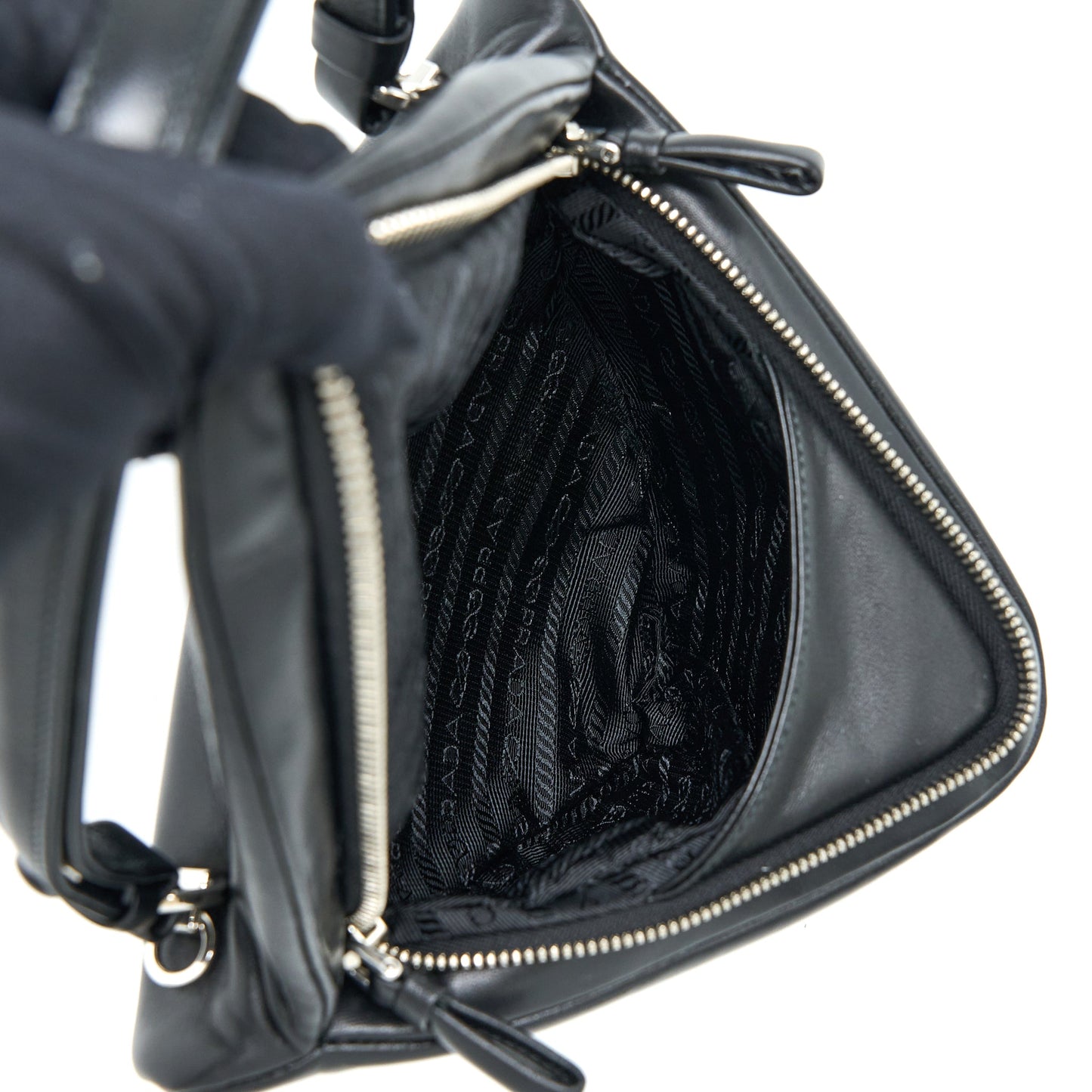 Prada Padded Nappa Triangle Purse Handbag Black Travel Bag