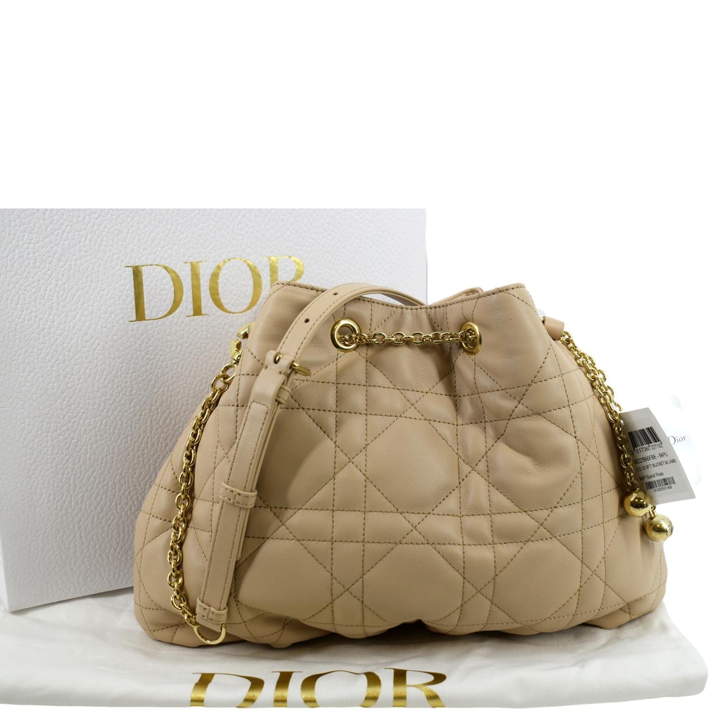 Dior Ammi Macrocannage Shoulder Bag Sand Rose Lambskin