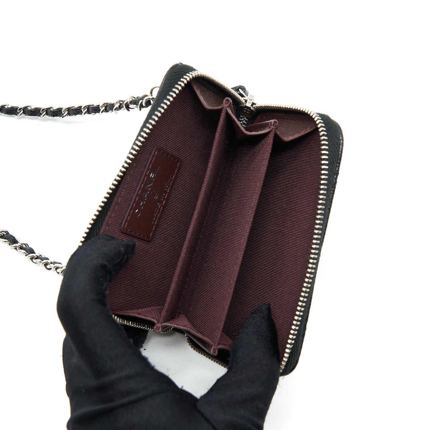 Chanel Zippy Card Holder Caviar SHW Black Wallet Case