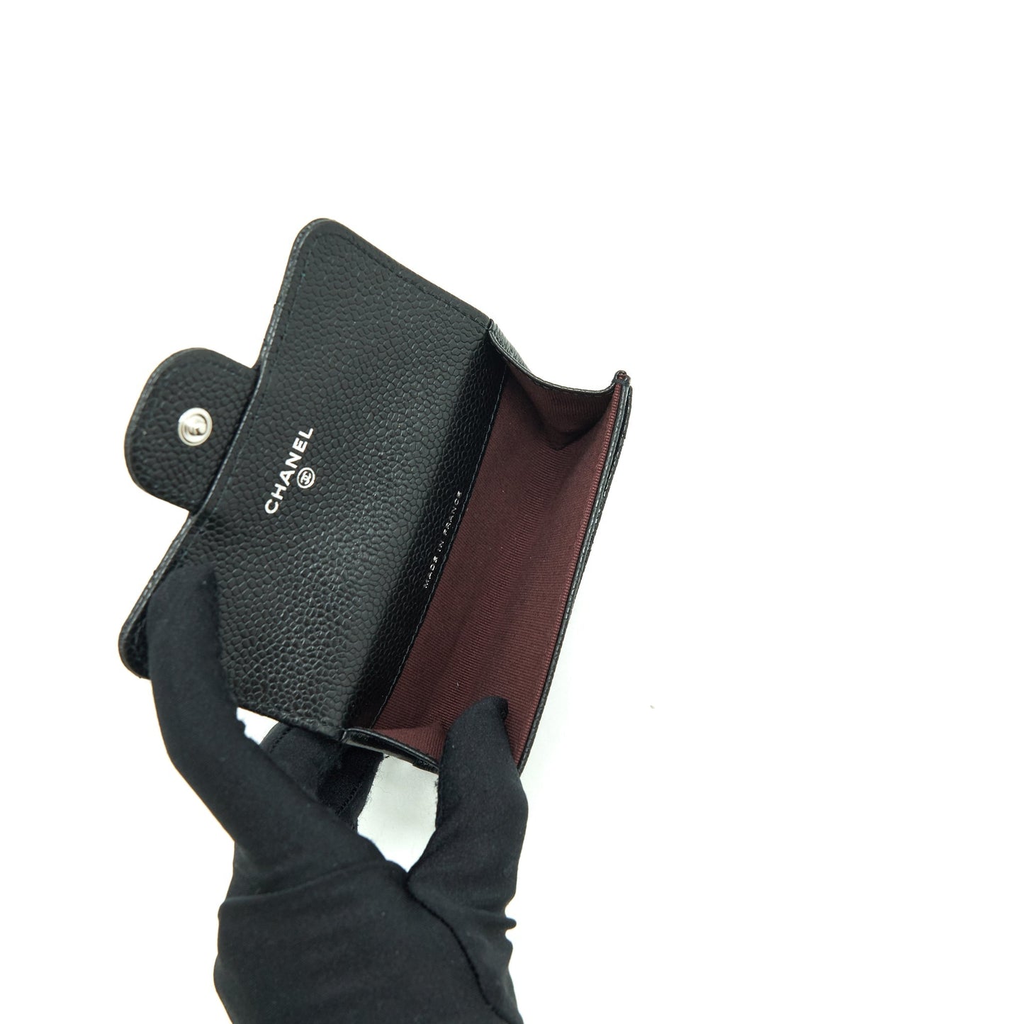 Chanel Classic Flap Card Holder Caviar SHW Black Wallet Case