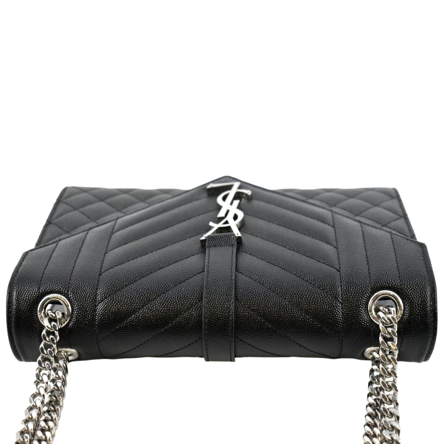 YSL Saint Laurent Yves Envelope Shoulder Bag Leather Black Medium Envelope Medium Chain