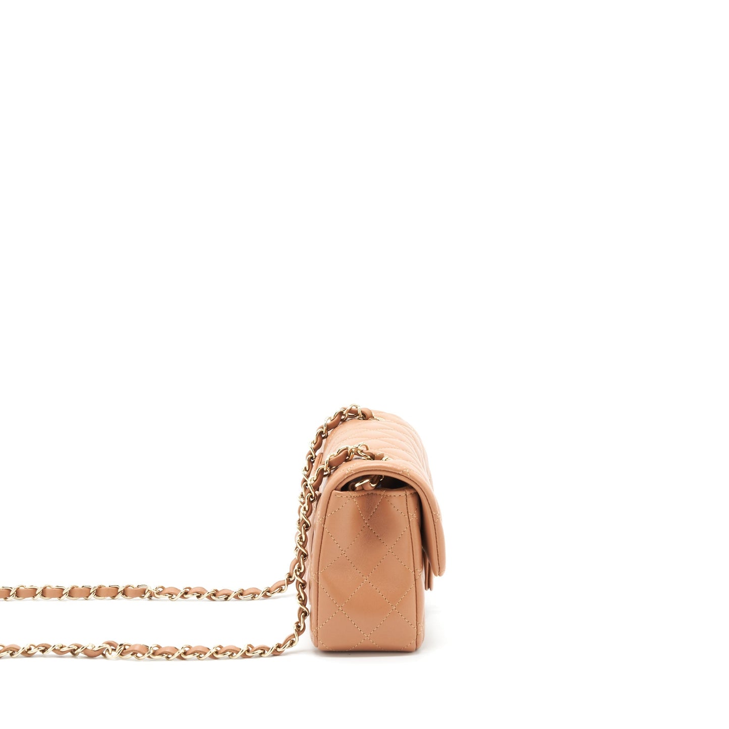 Chanel Rectangular Flap Lambskin Caramel LGHW Shoulder Bag