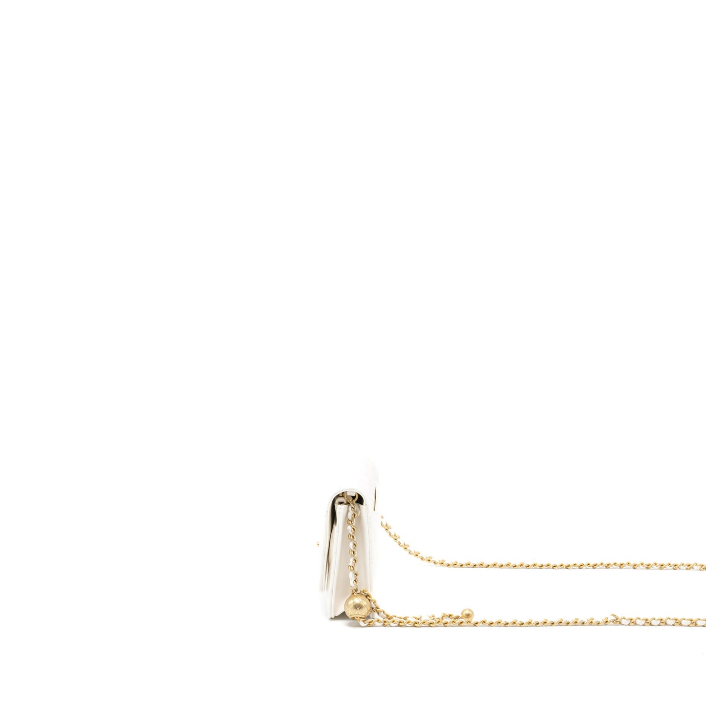 Chanel Pearl Crush on Lambskin GHW Microchip White Wallet Case