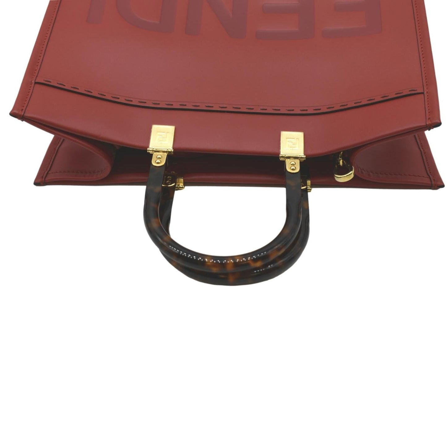 Fendi Sunshine Plexiglass Shoulder Tote Bag Leather Red Shoulder Bag