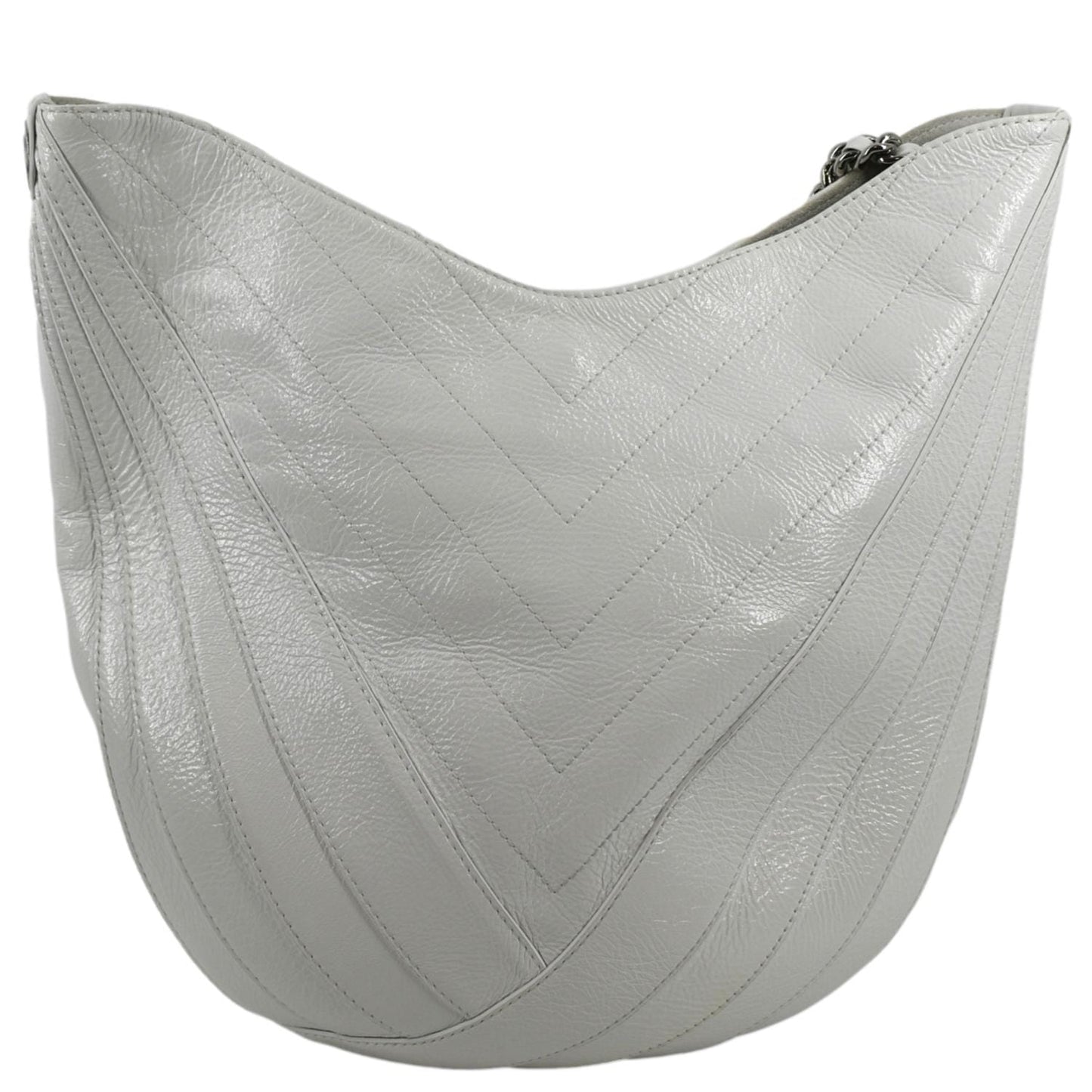Chanel Droplet Patent Hobo Leather White Travel Bag