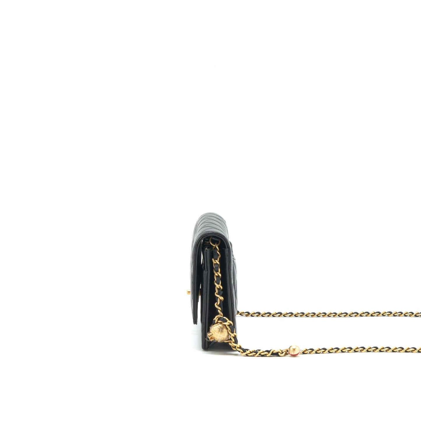 Chanel Pearl Crush on Lambskin GHW microchip Black Wallet Case