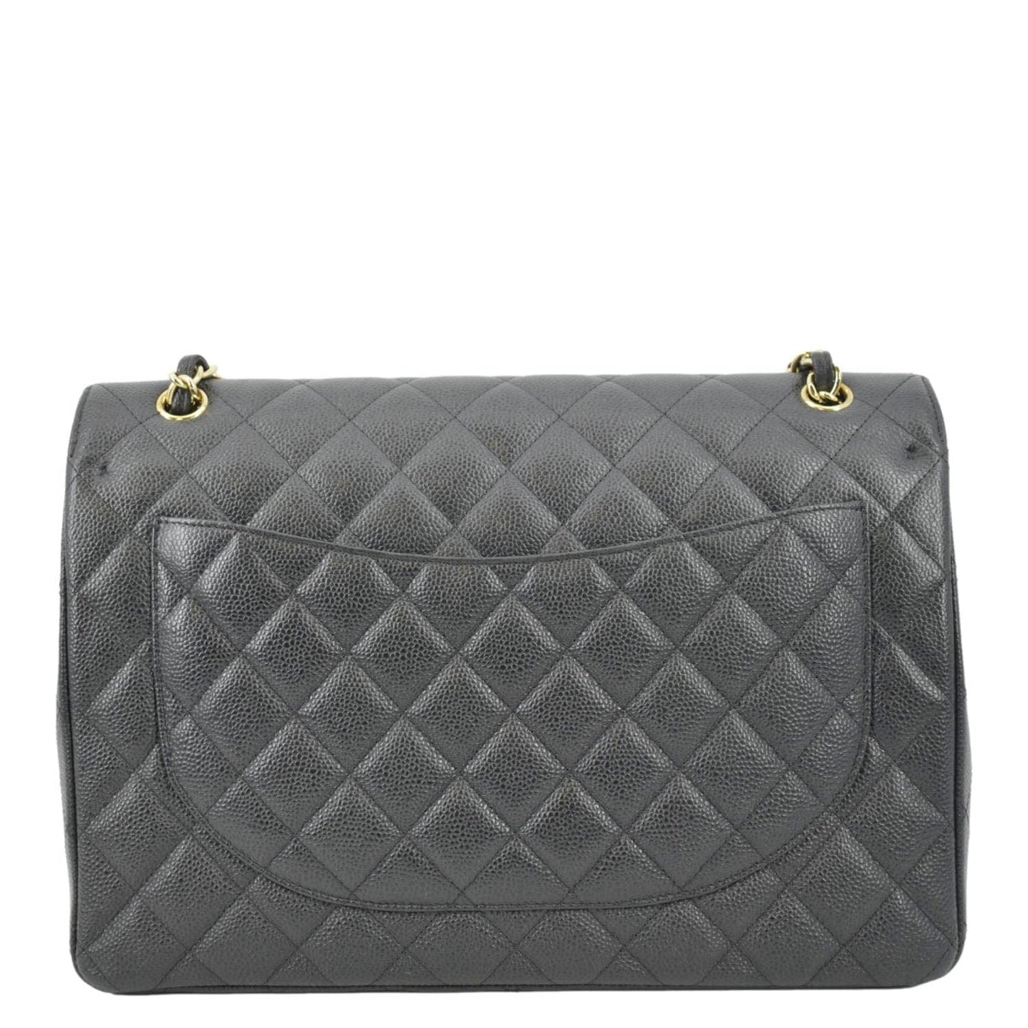 Chanel Classic Maxi Flap Quilted Caviar Leather Black Travel Bag
