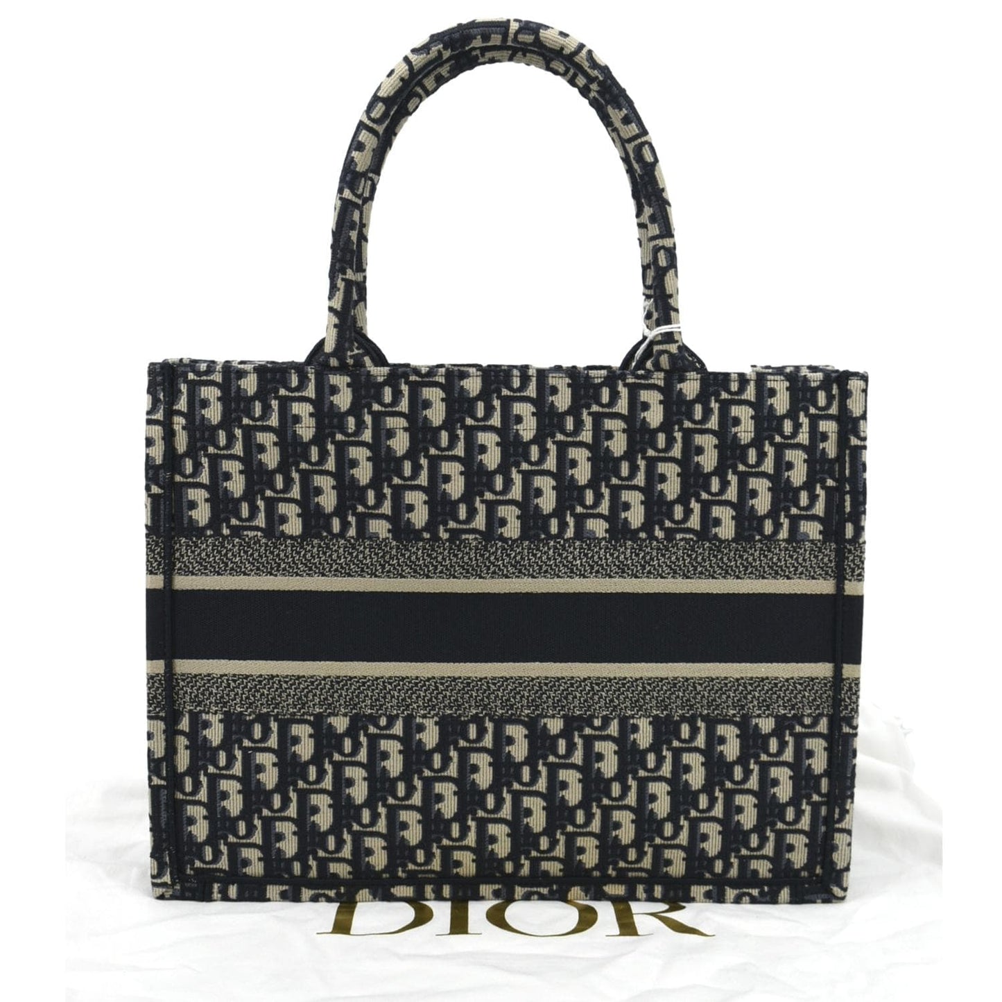 Dior Book Oblique Embroidery Tote Bag Blue Small