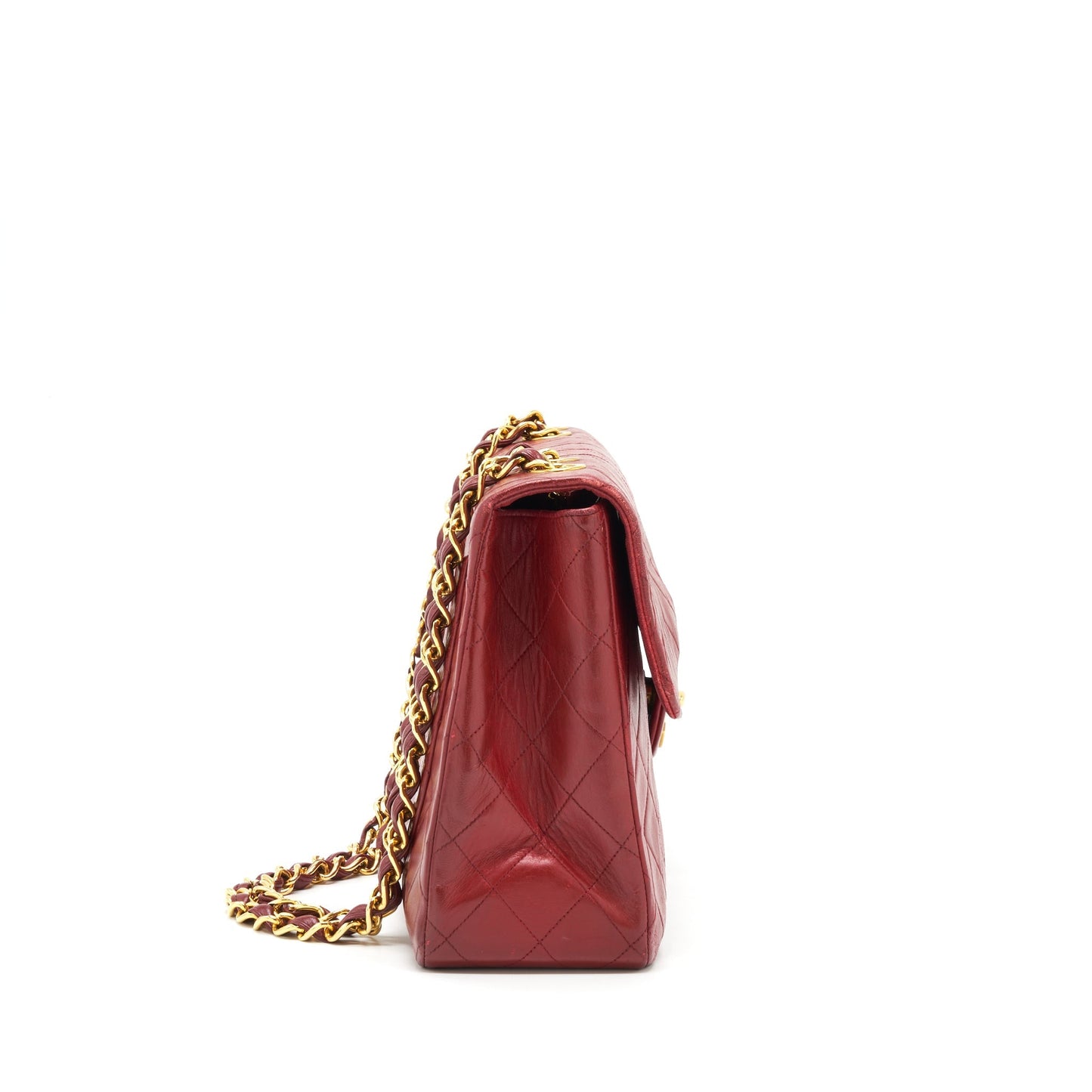 Chanel Maxi Flap Lambskin GHW Red Shoulder Bag