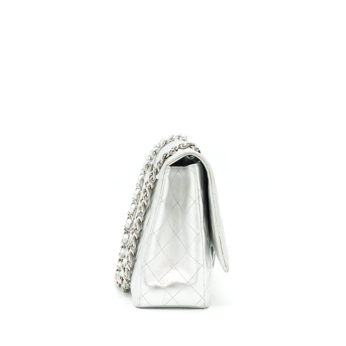 Chanel Maxi Classic Double Flap Lambskin Sliver Shoulder Bag