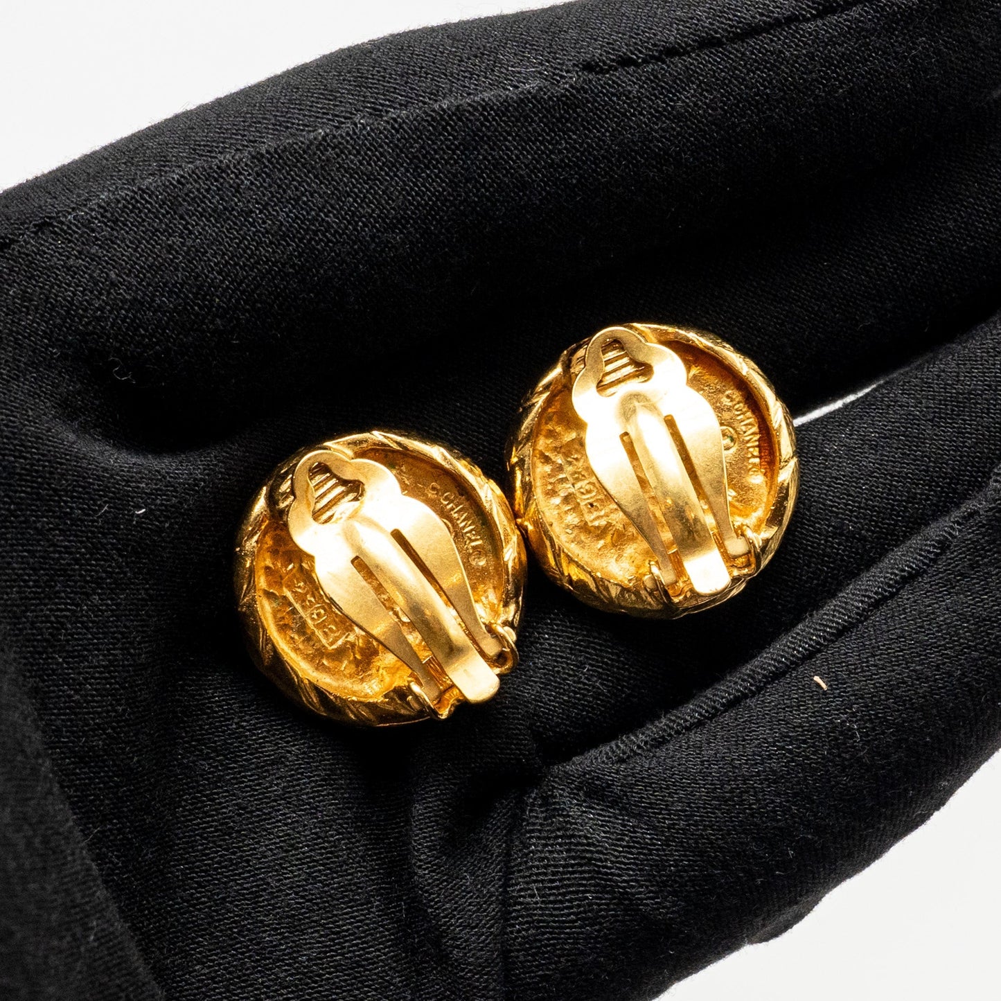Chanel Round CC Logo Ear Clips Plated Gold Handbag