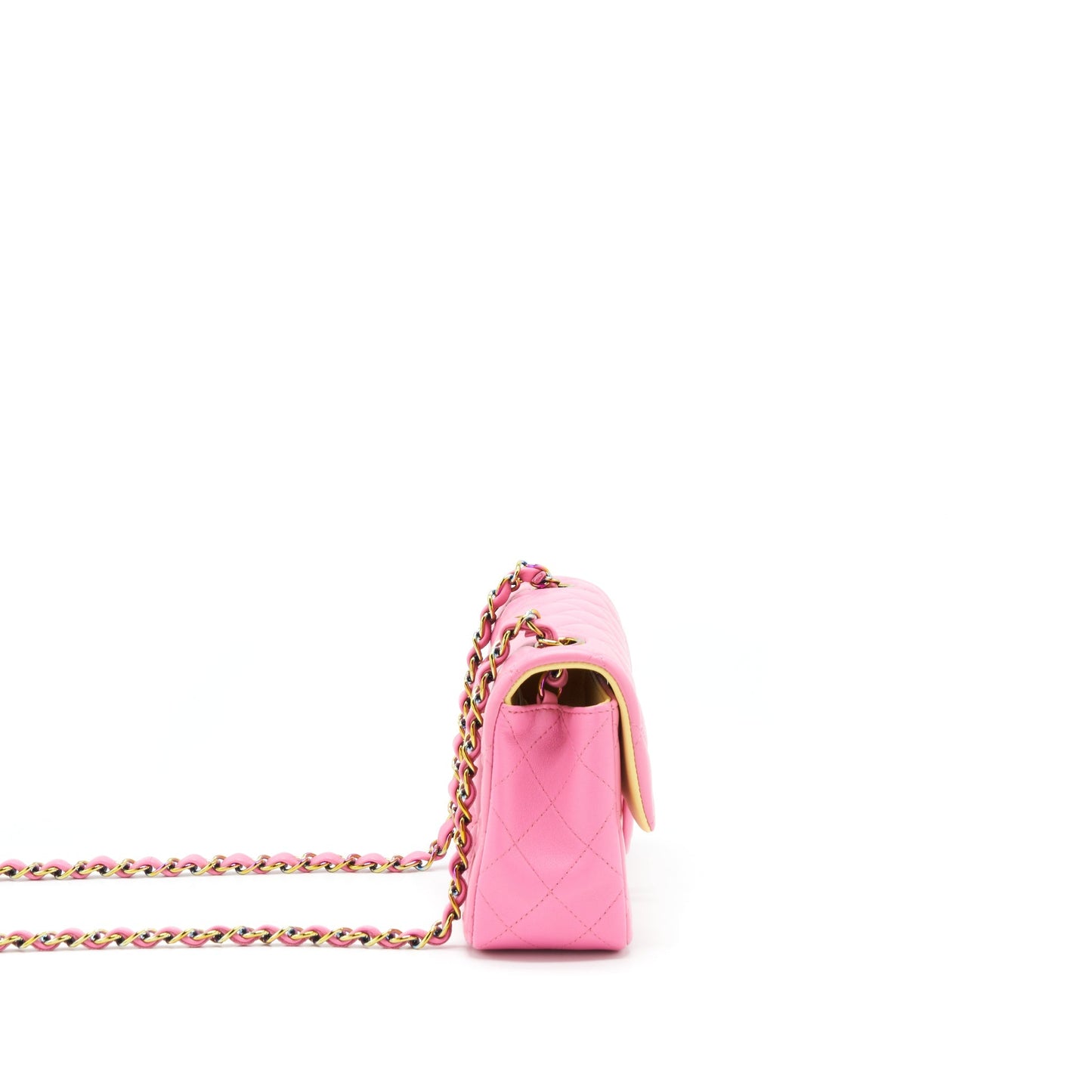 Chanel Rectangular Flap Lambskin Rainbow Hardware Pink Shoulder Bag