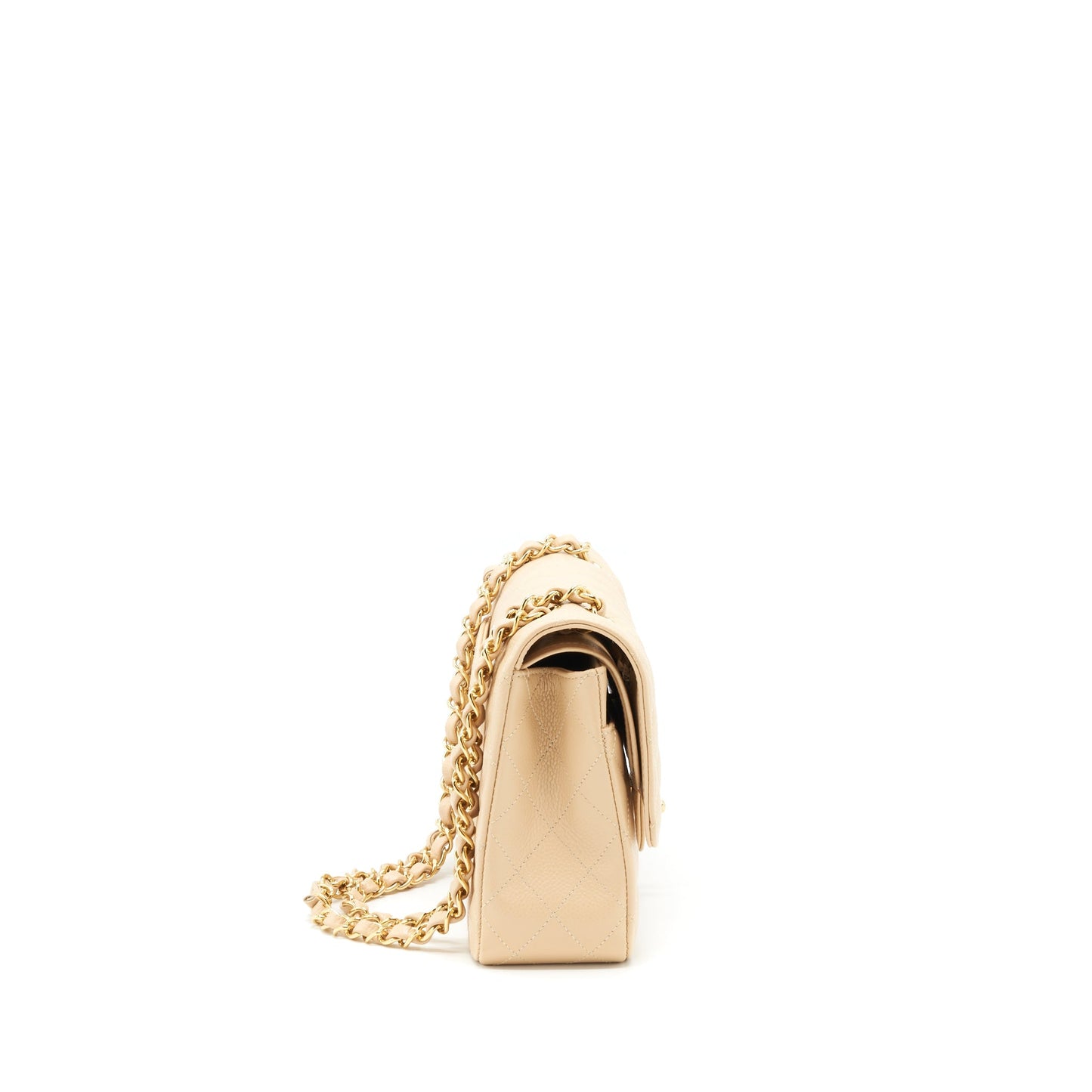 Chanel Classic Double Flap Caviar GHW Beige Shoulder Bag