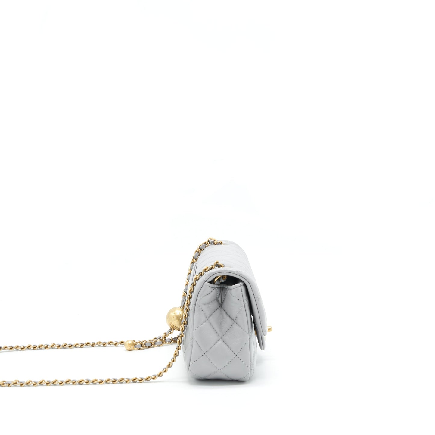 Chanel 21B pearl Crush Rectangular Flap GHW Grey Shoulder Bag