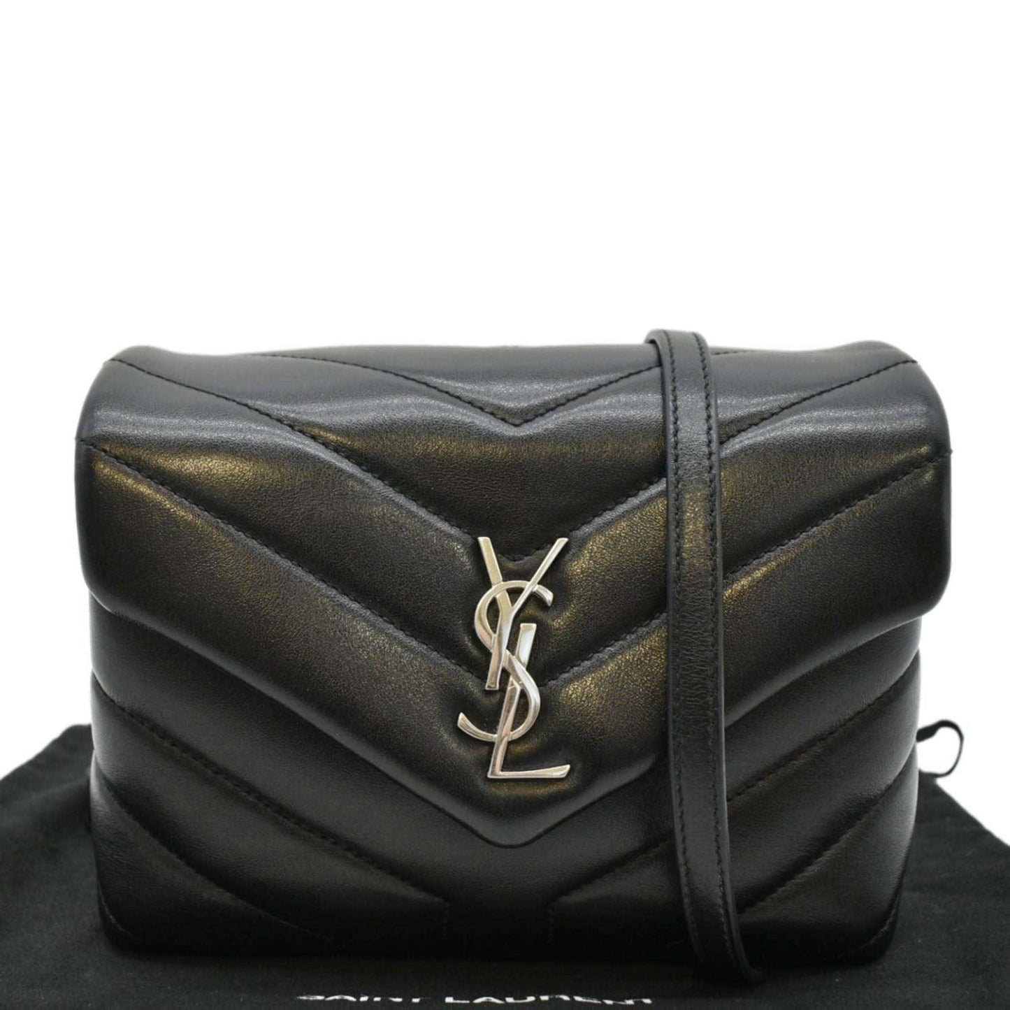 YSL Saint Laurent Yves Loulou Shoulder Bag Leather Matelasse Black