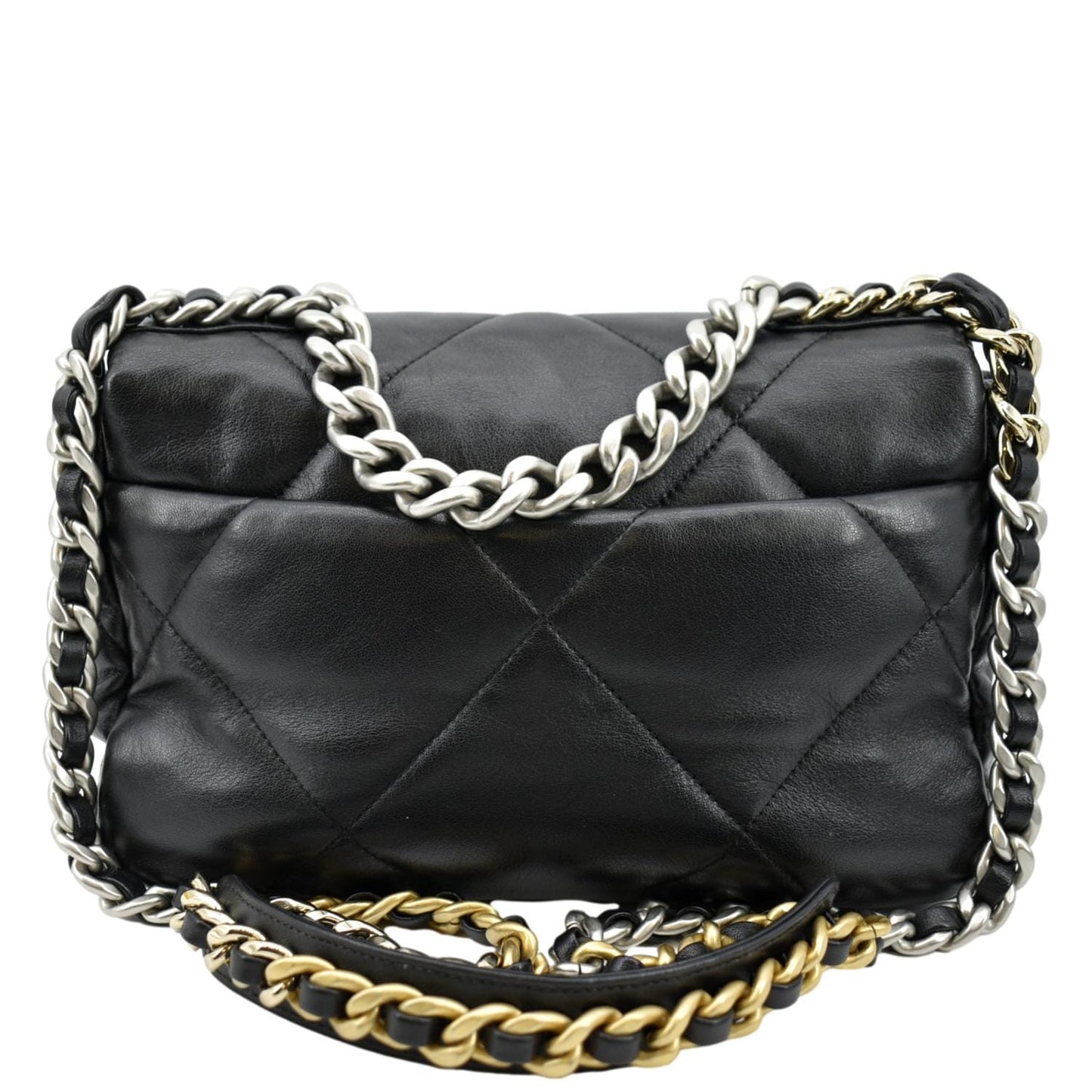 Chanel 19 Flap Quilted - Final Leather Lambskin Black Travel Bag